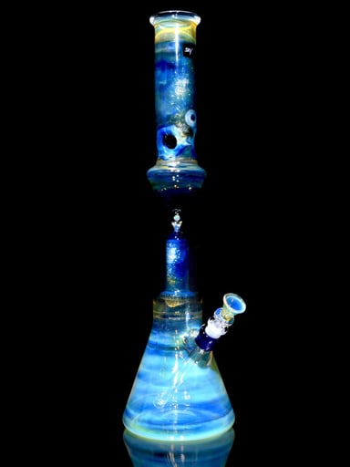 Preview pic of Sky Glass - Saturn - Fully-fumed Double-Chamber Beaker Bong w/ Removable slitted downstem - 14mm Female
