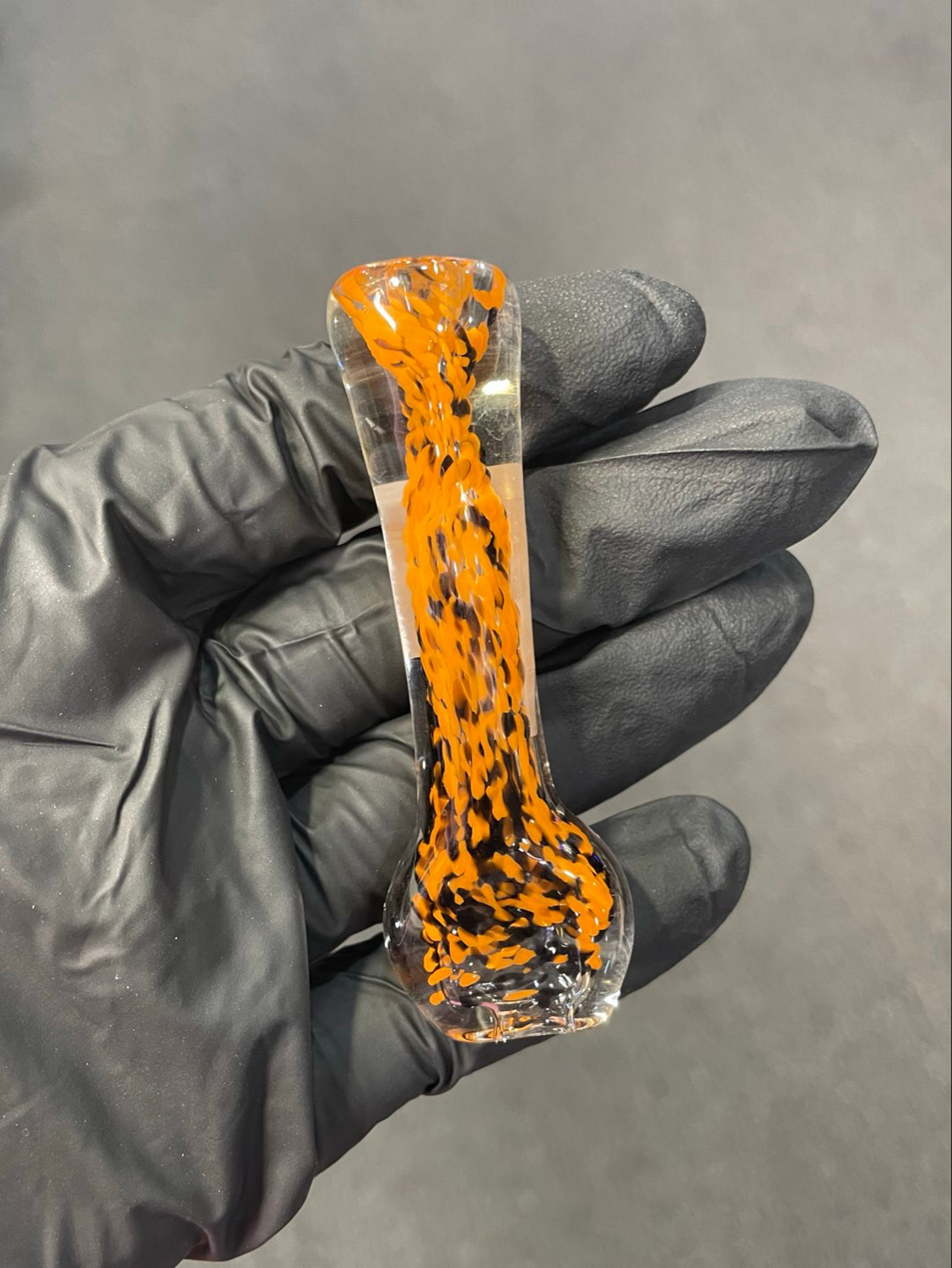 Glass Frit Pipe Orange, Black image 0