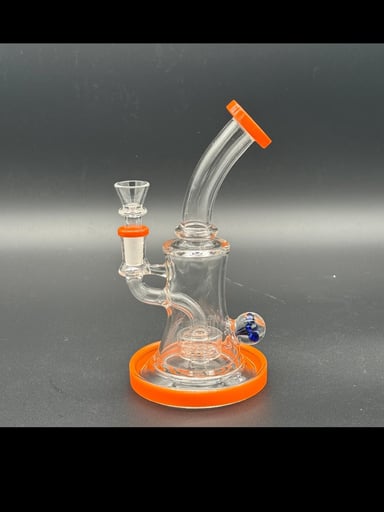 Preview pic of 7.5” Lava Orange Bent Beck Showerhead Bong