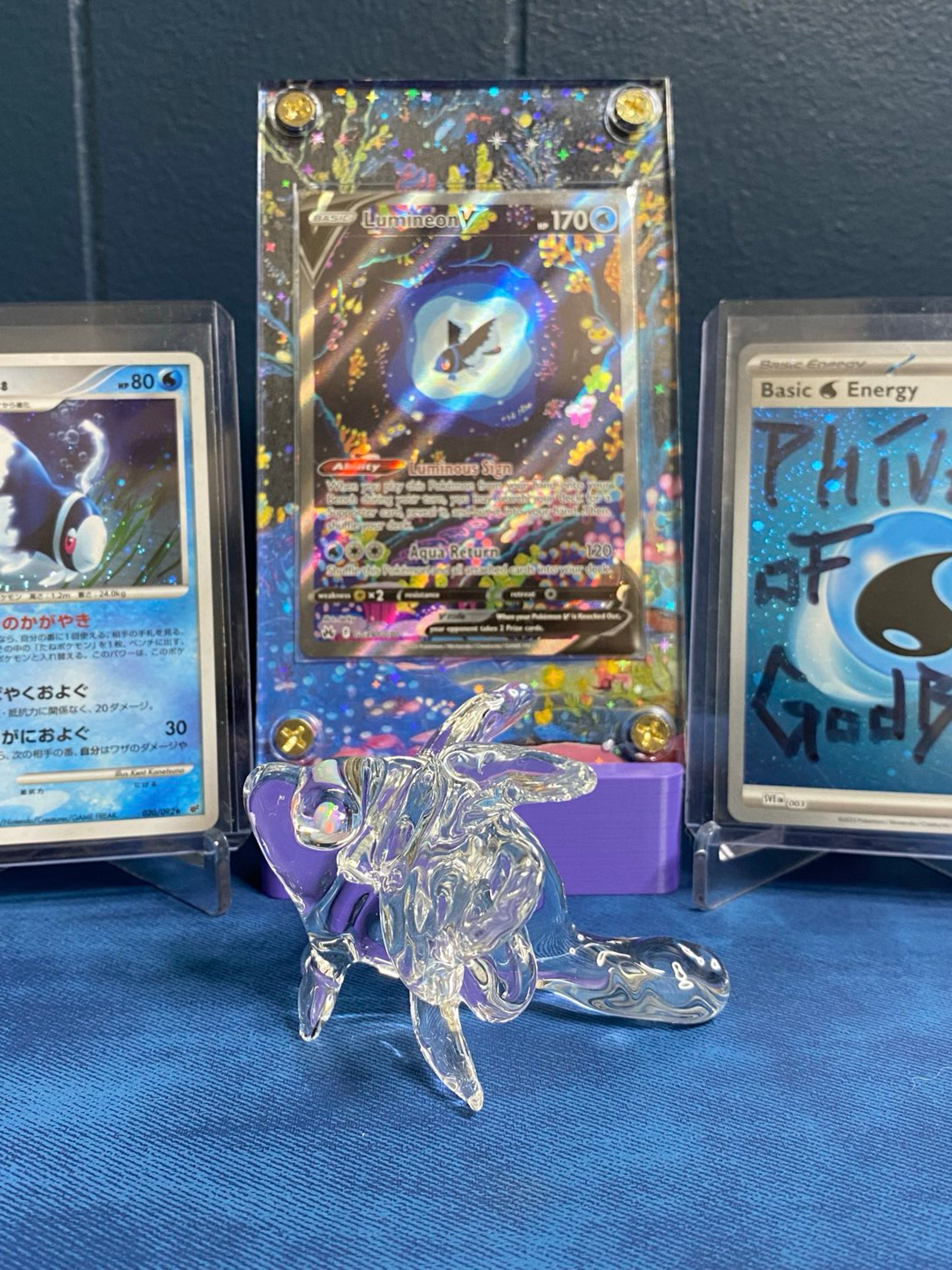 Preview pic of Lumineon Glass Desk Piece with Lumineon V Galarian Gallery, Extended Art Case & Signed Energy