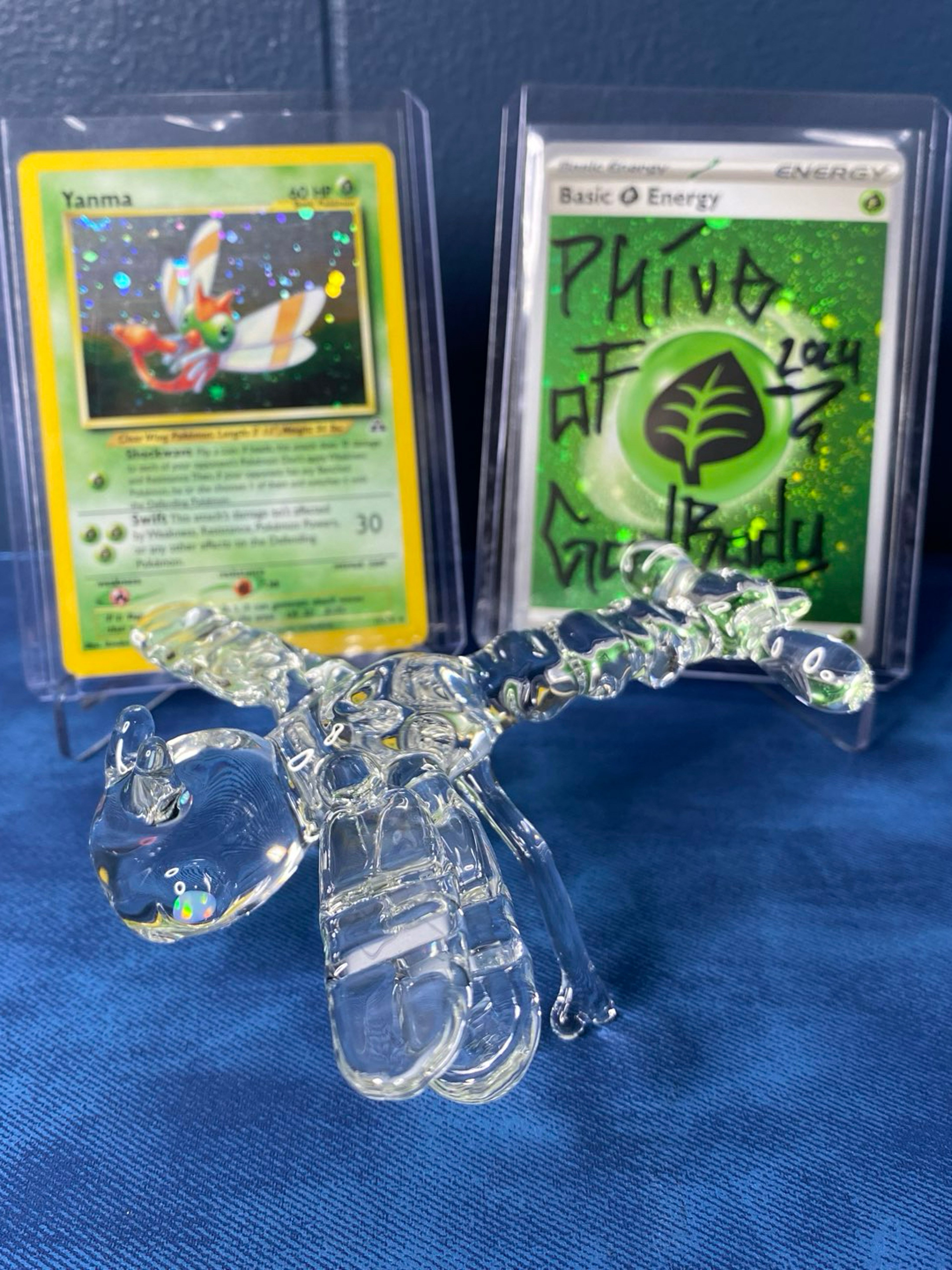 Preview pic of Yanma Glass Desk Piece with Yanma Holo (Neo Discovery) & Signed Energy