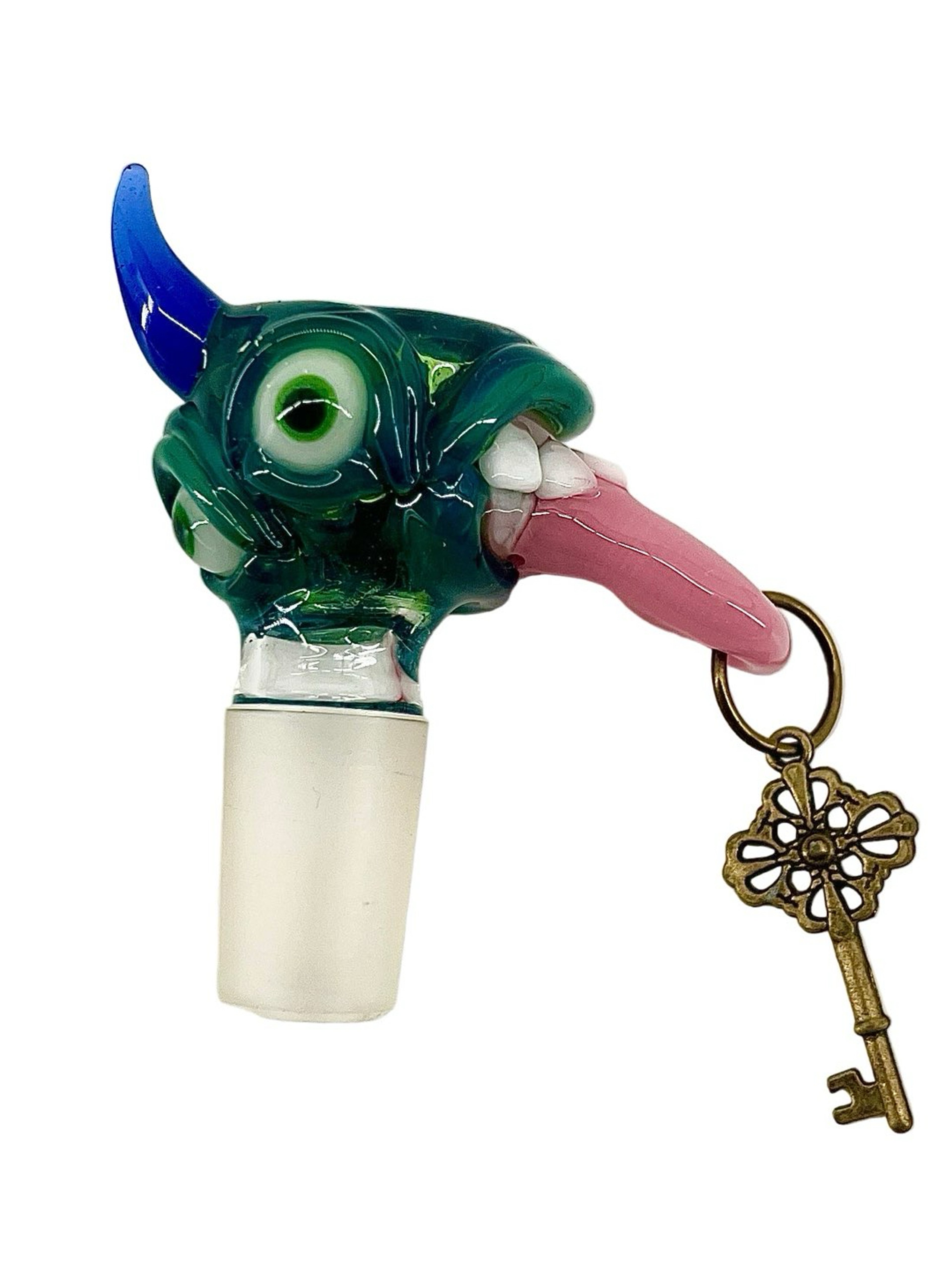 Preview pic of Leviathan Glass 18mm "Blue Slyme Triclops" Slide W/ Key