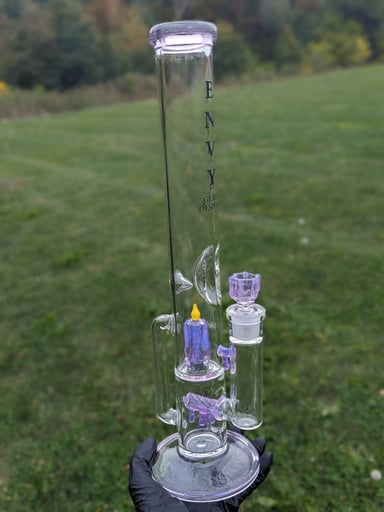 Preview pic of Envy Glass 17" Candle Series Dual Perc Recycler Bong