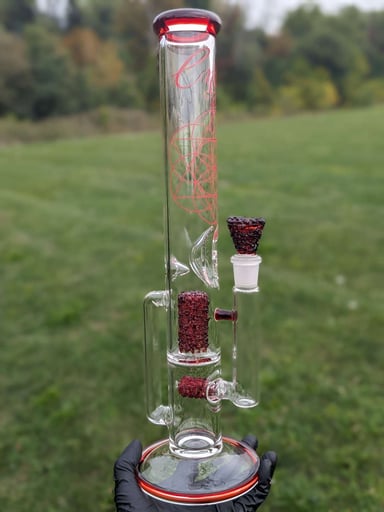 Preview pic of Envy Glass 16" "Pop Rocks" Dual Perc Recycler Straight Tube