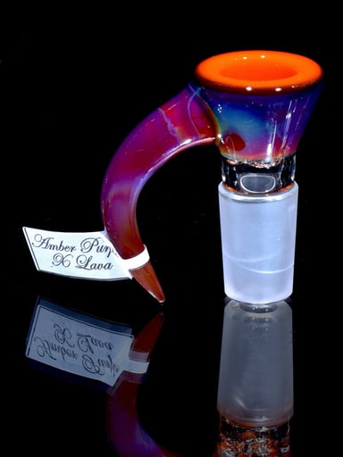 Preview pic of Sovereignty - Fully-accented 4-hole Horned Slide - Amber Purple over Lava - 18mm Male