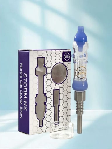 Preview pic of Cali CloudX 🐬 Mini Nectar Collector Straw NC-25 Storm-NX in Milky Blue