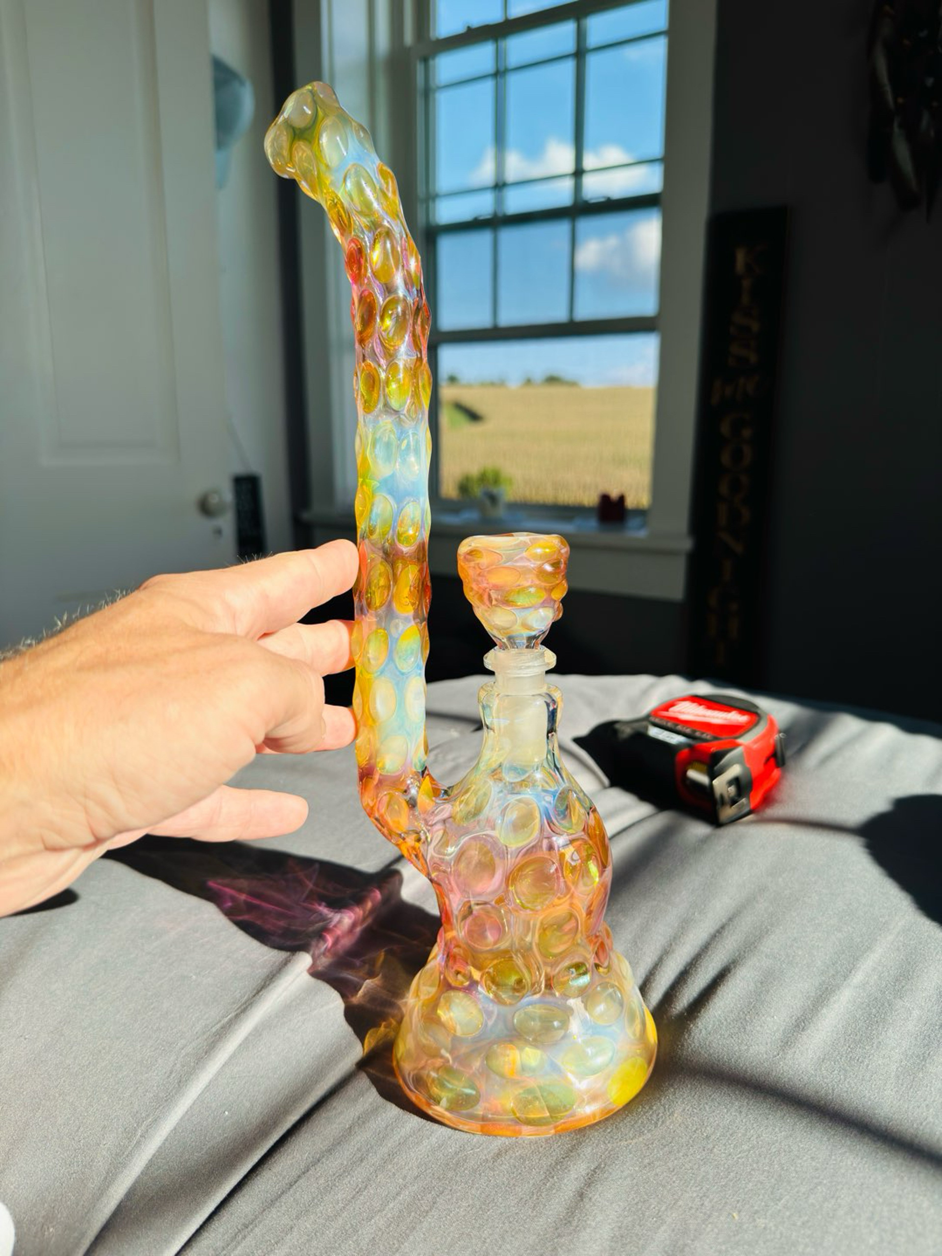 Preview pic of 14” 14mm Gold/silver fumed water pipe custom* removable custom downstem