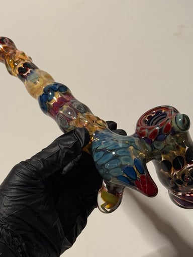 Preview pic of Shane Caswell Glass Multi Section Lay Down Sidecar Bubbler