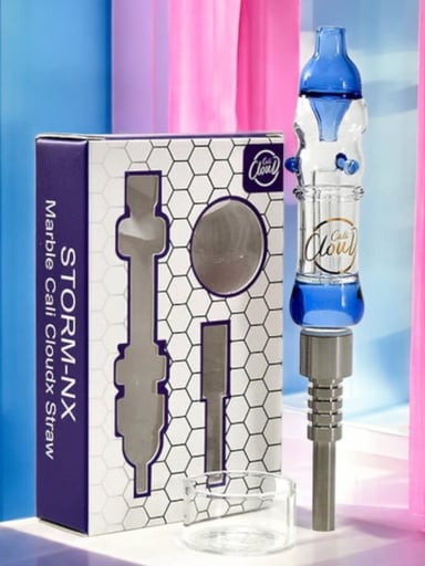 Preview pic of Cali CloudX 🦋 Mini Nectar Collector Straw NC-25 Storm-NX in Transparent Blue