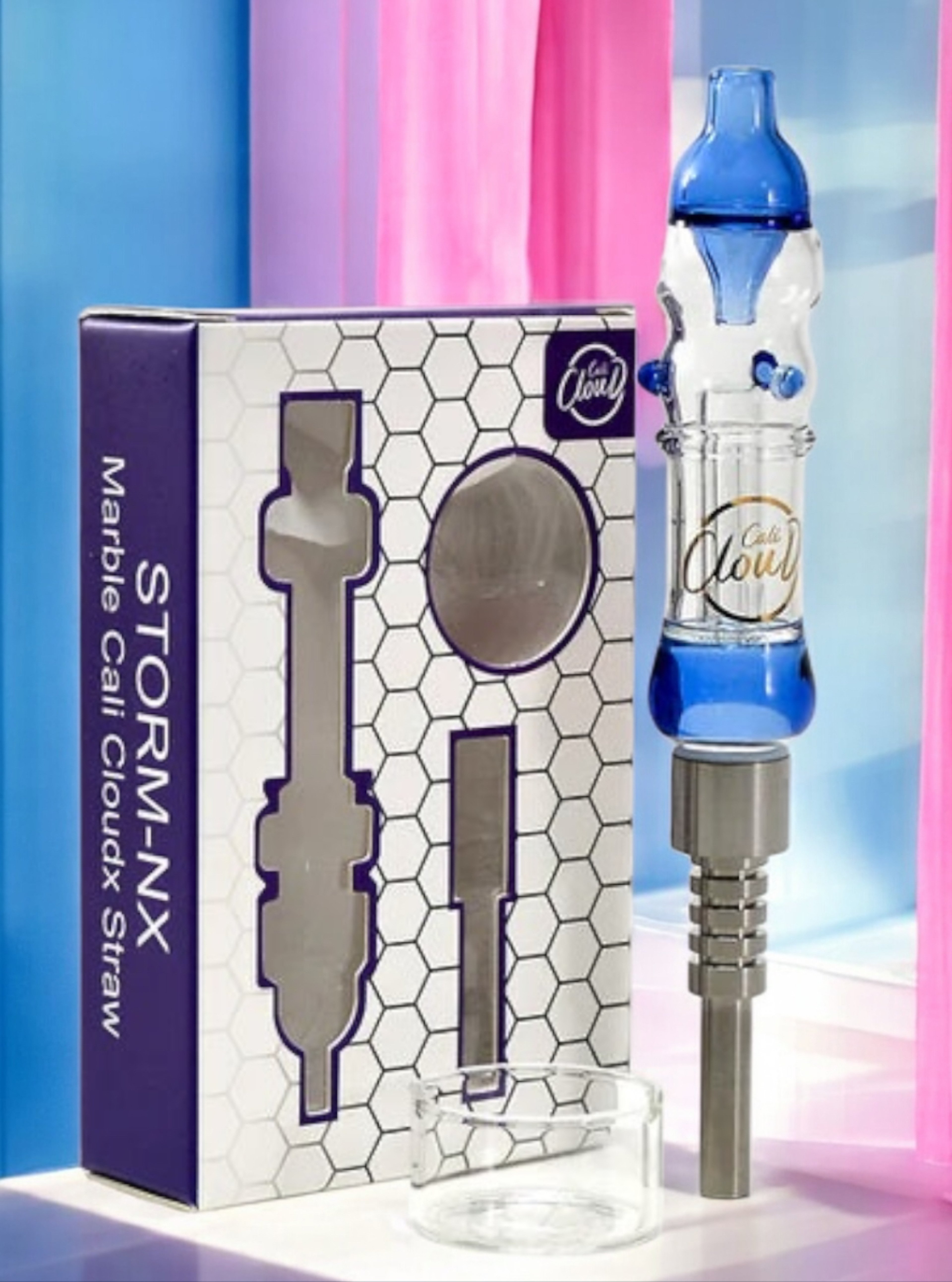 Preview pic of Cali CloudX 🦋 Mini Nectar Collector Straw NC-25 Storm-NX in Transparent Blue