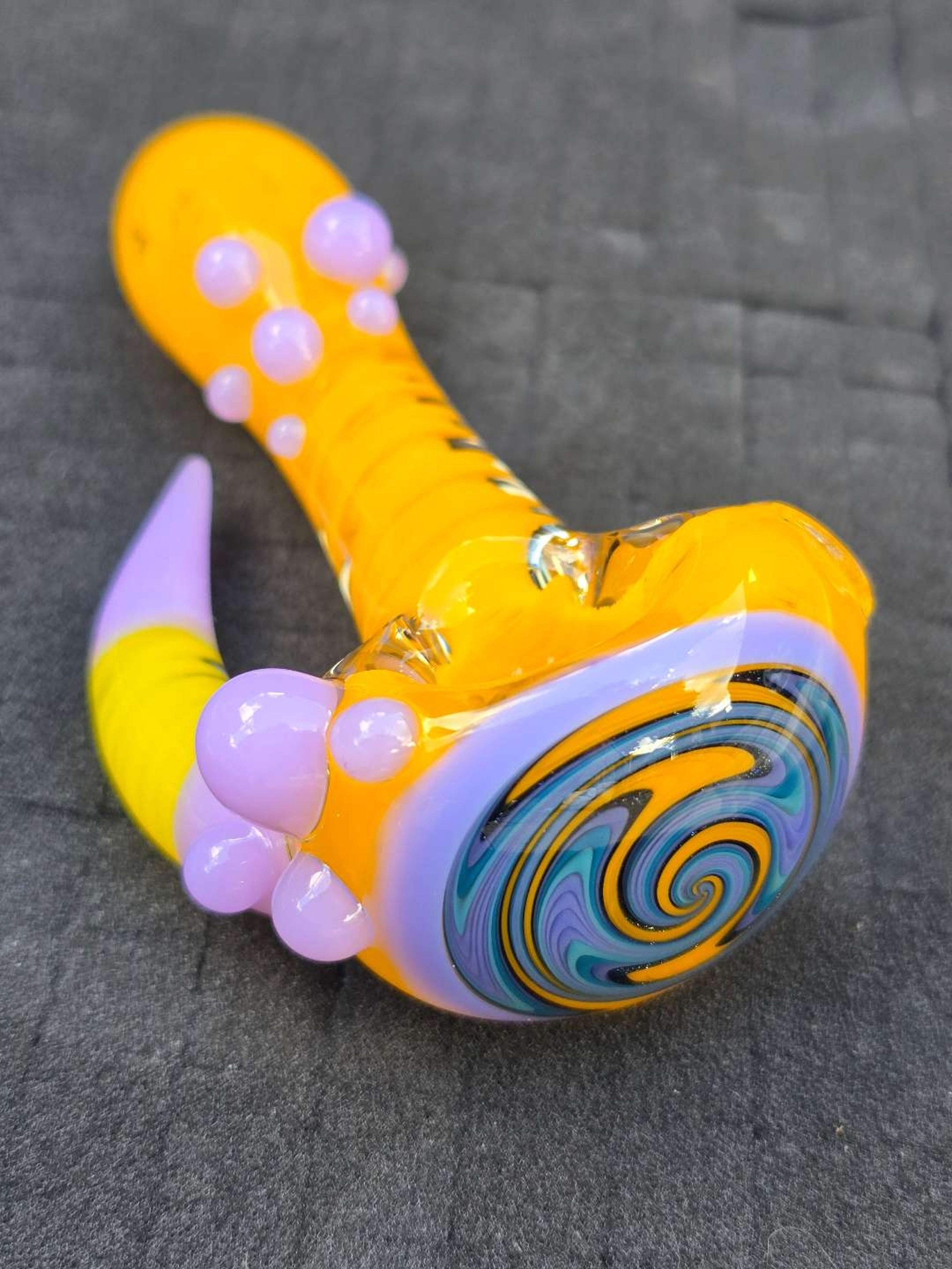 Preview pic of Yellow X Purple Wig Wag Pipe With Horn