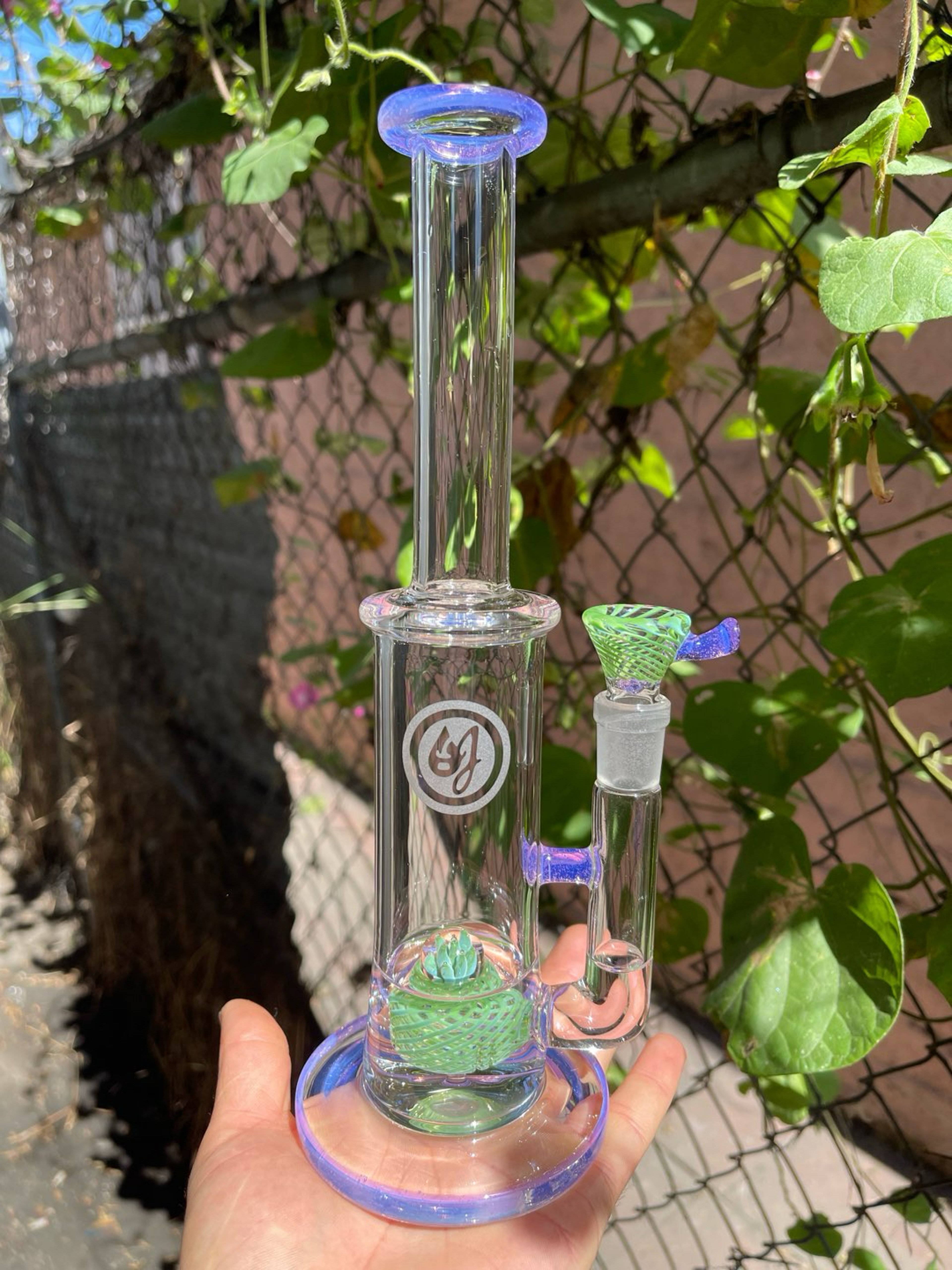 Preview pic of Pink slyme and green retti,10.5” tall and 14mm 2 holes slide