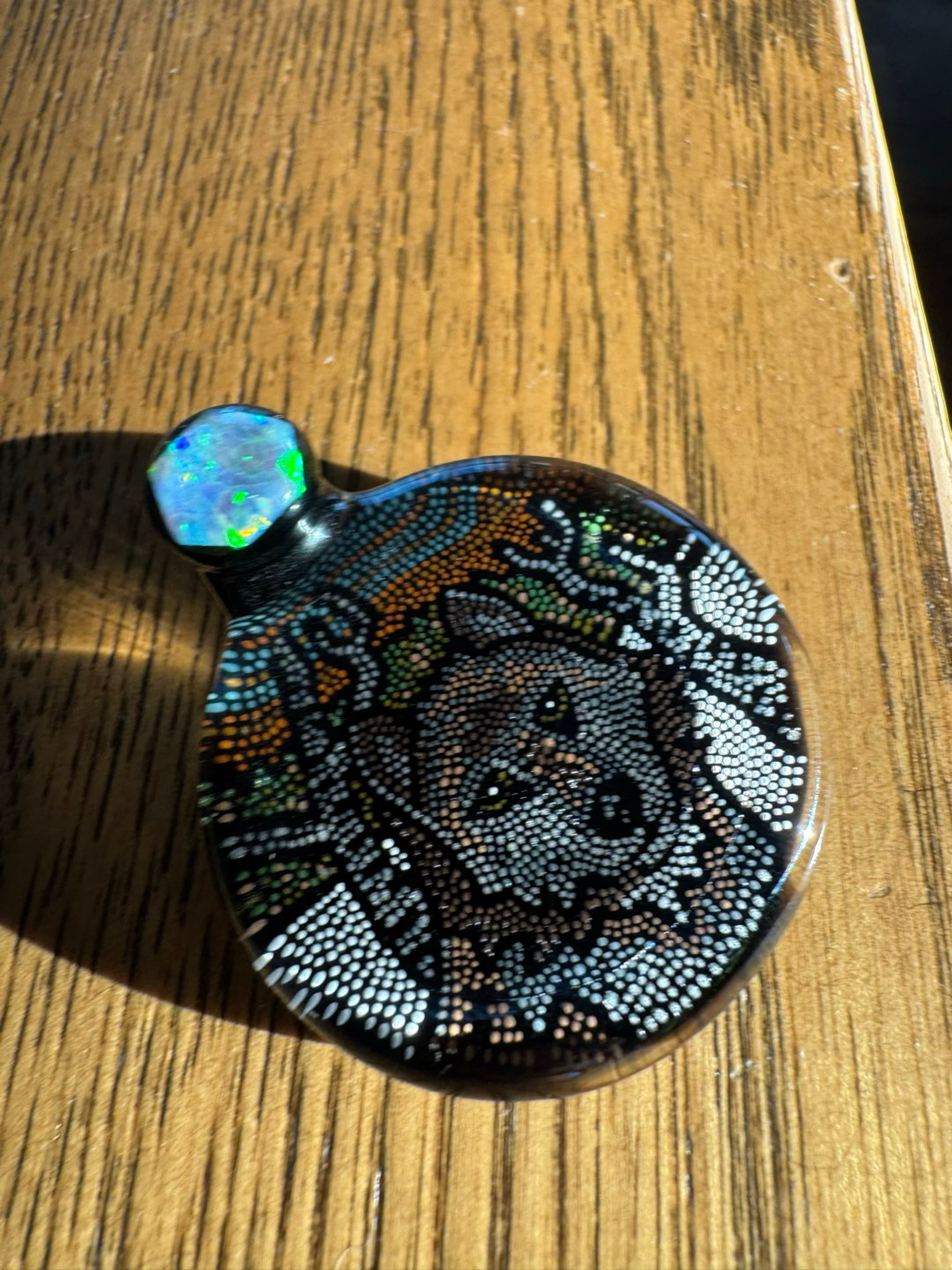 Preview pic of Pointillism wolf pendant