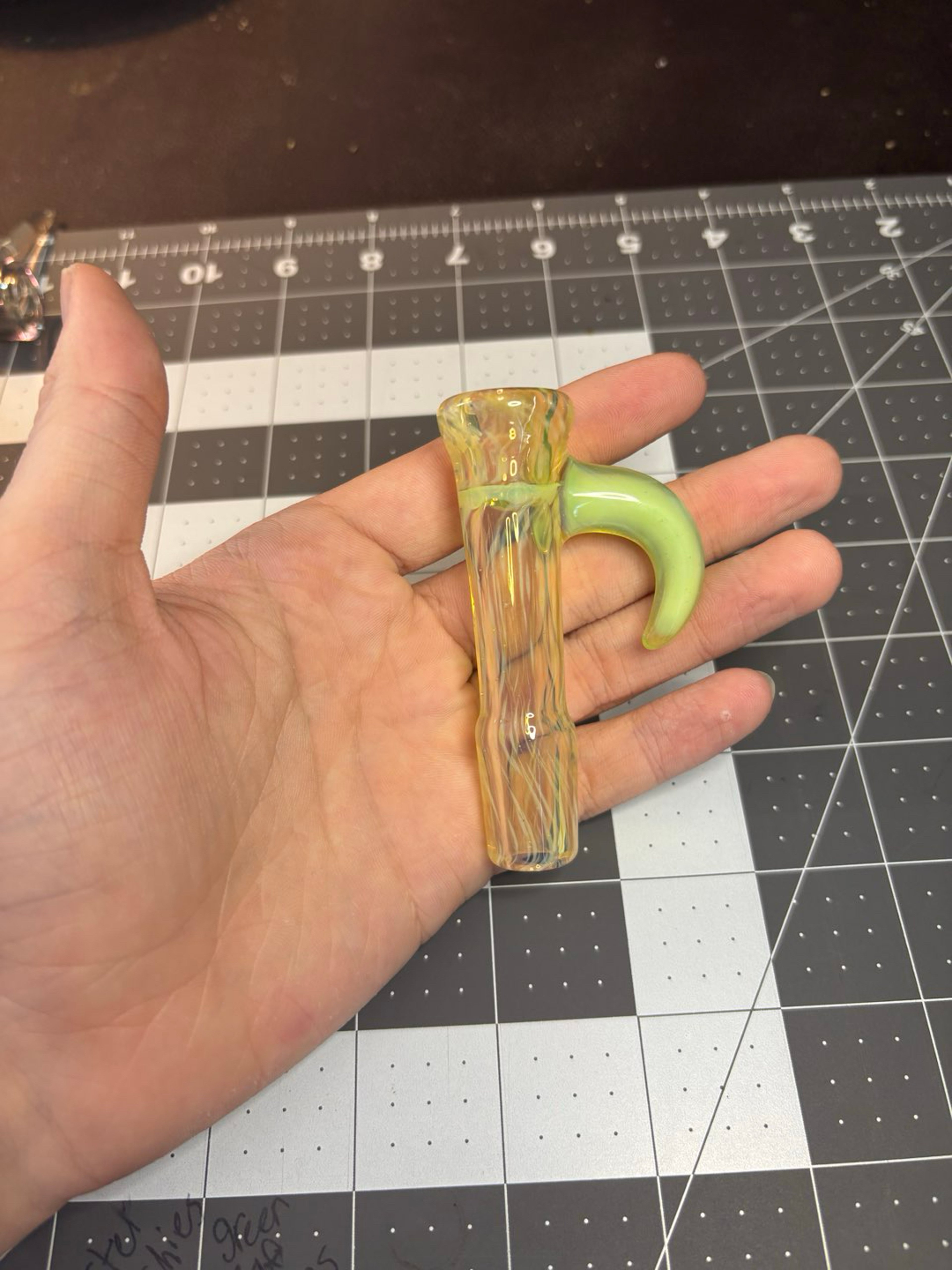 Preview pic of Fumed green opal chillum 4 hole 18mm slide
