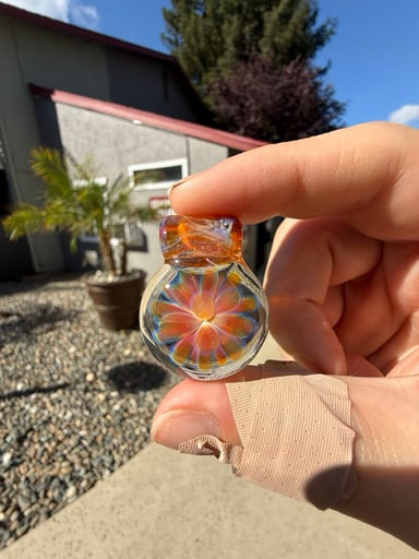 Preview pic of 🌸 Vibrant Handblown Floral Pendant by The Glass Hole
