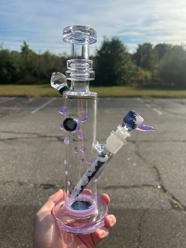 Preview pic of Hubbard Glass Set w/ Faceted Worked Stem & Matching 14/4 (make offer)