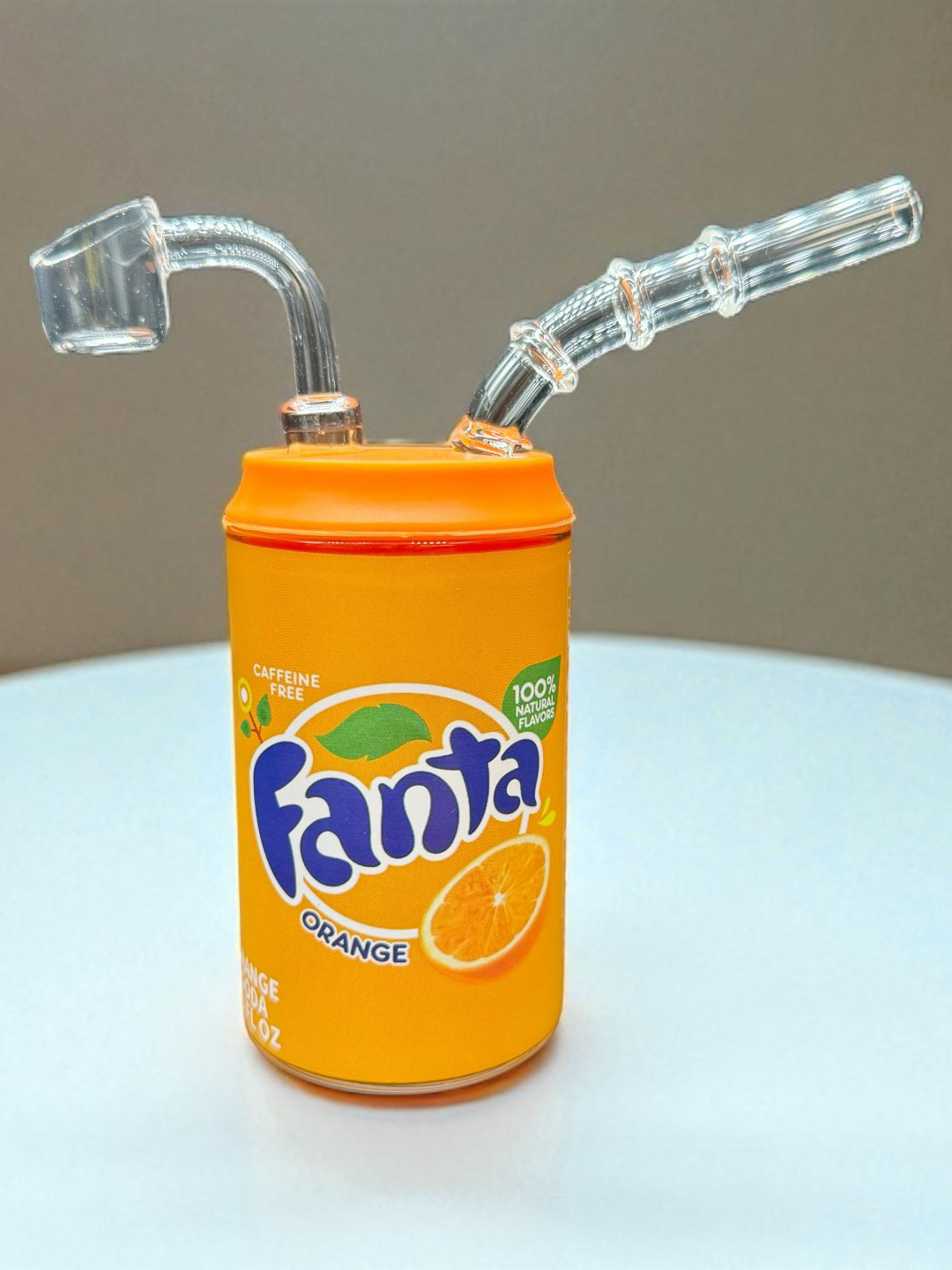 Fanta Orange Can Dab Rig – 4.5” Compact Water Pipe with 14mm Quartz Banger image 0