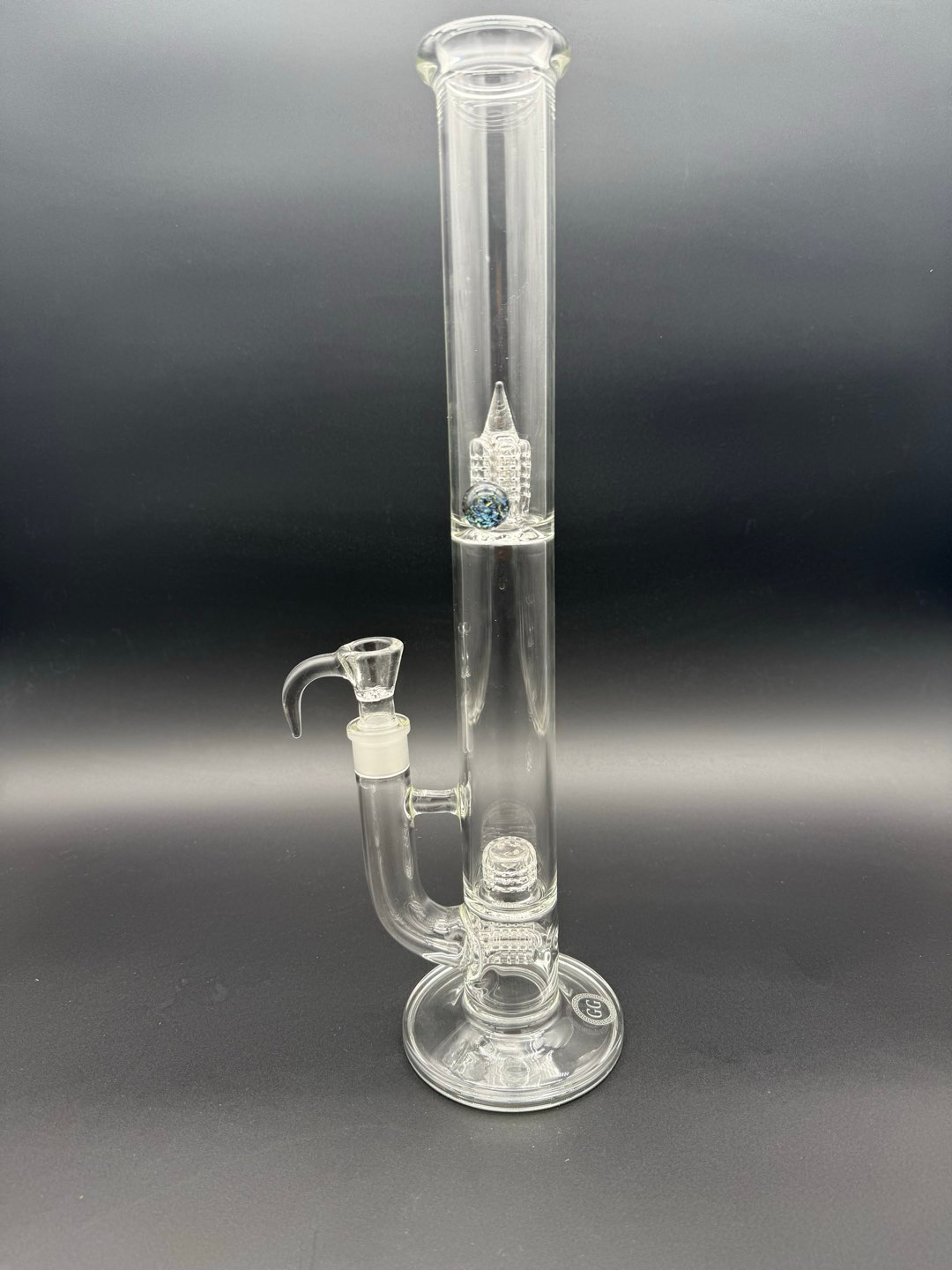 Greek Glass Threeline to 360 Grid Cap Tube w/ Marble image 0