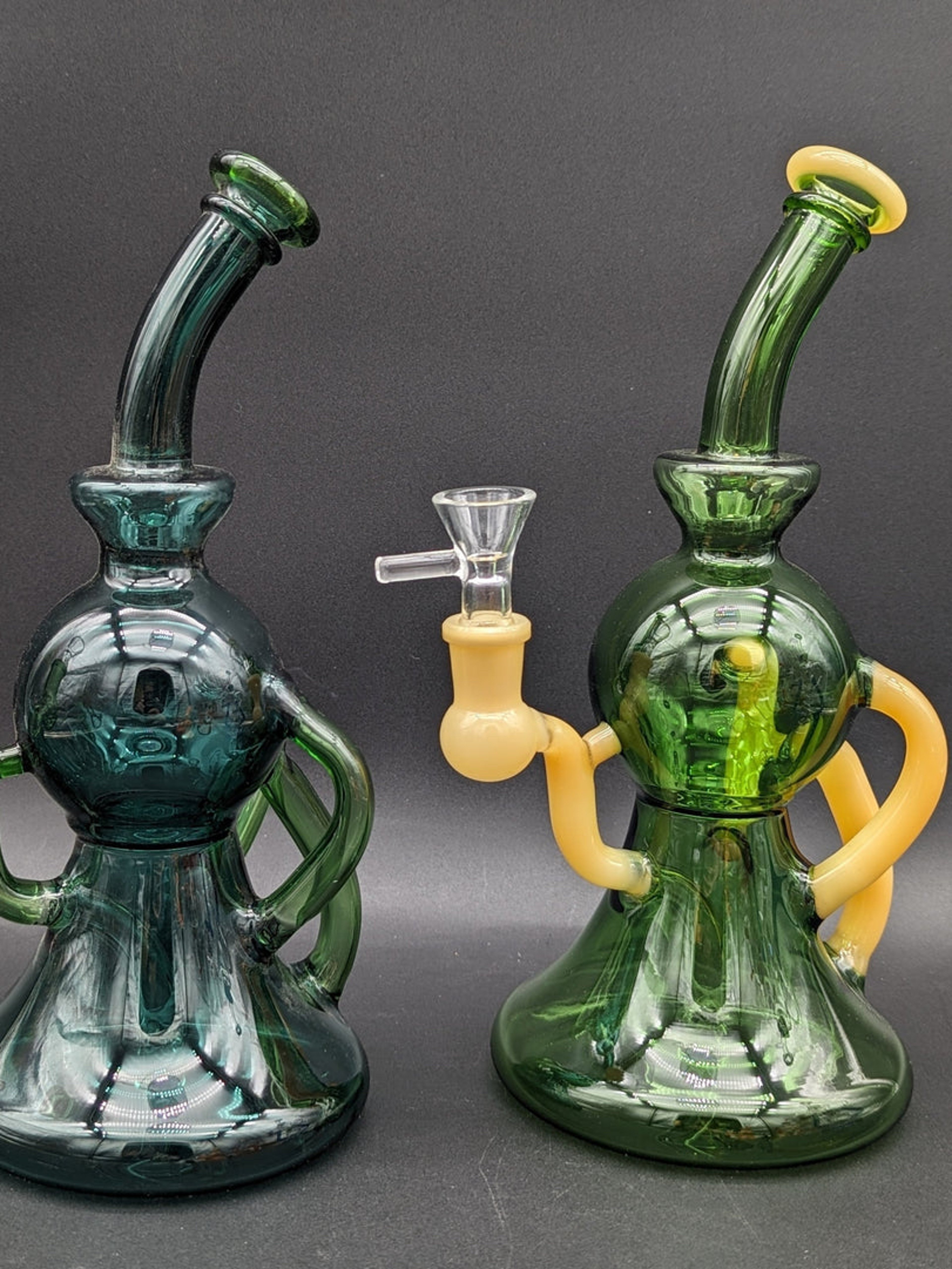 10" SPHERE RECYCLER BONG W/ COLOR image 0