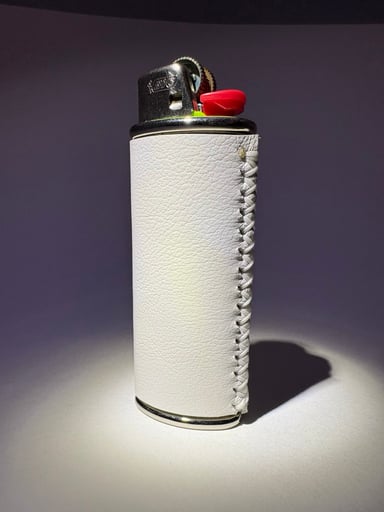 Preview pic of White Leather Lighter Sleeve