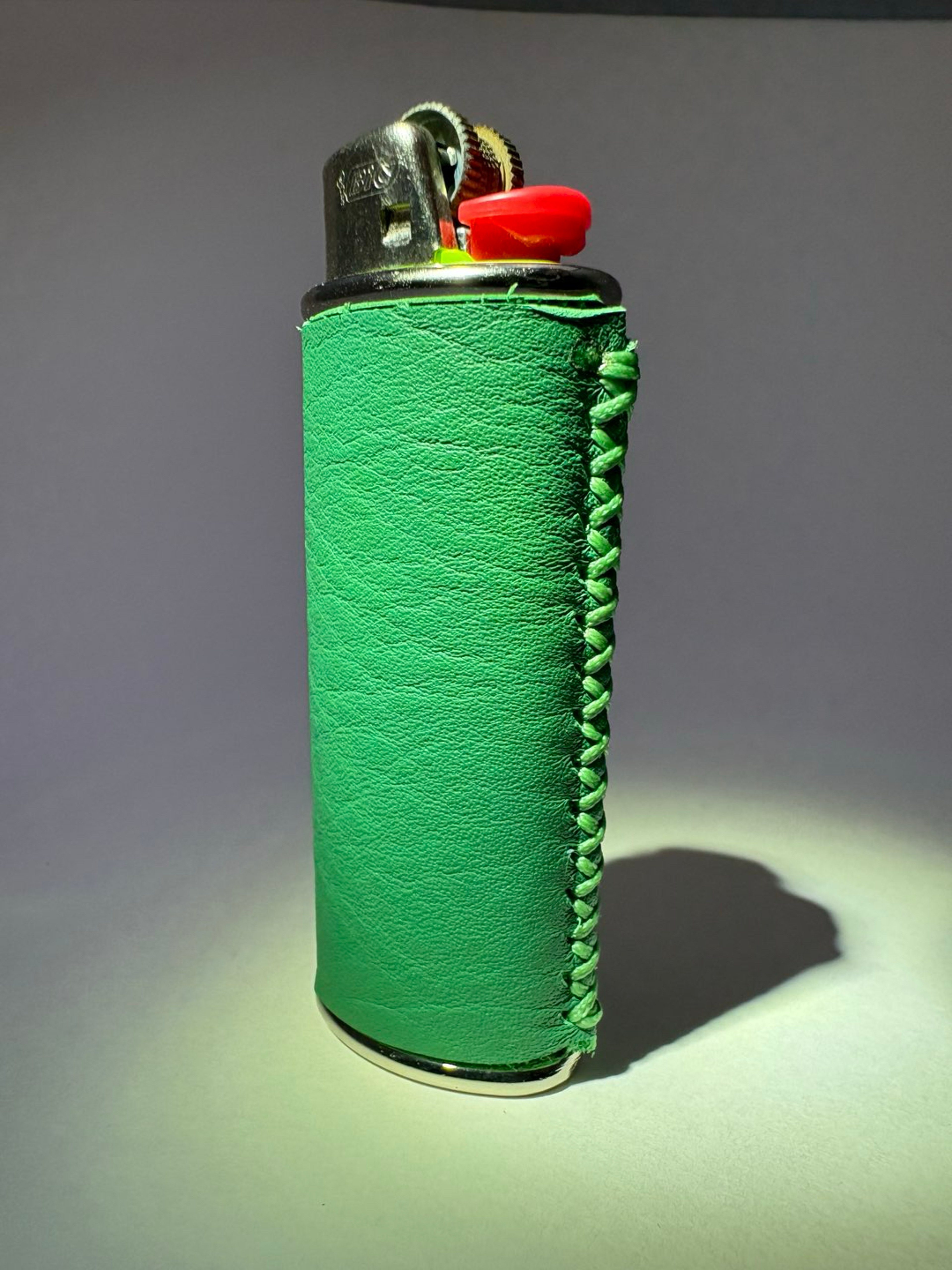 Preview pic of Green Leather Lighter Sleeve