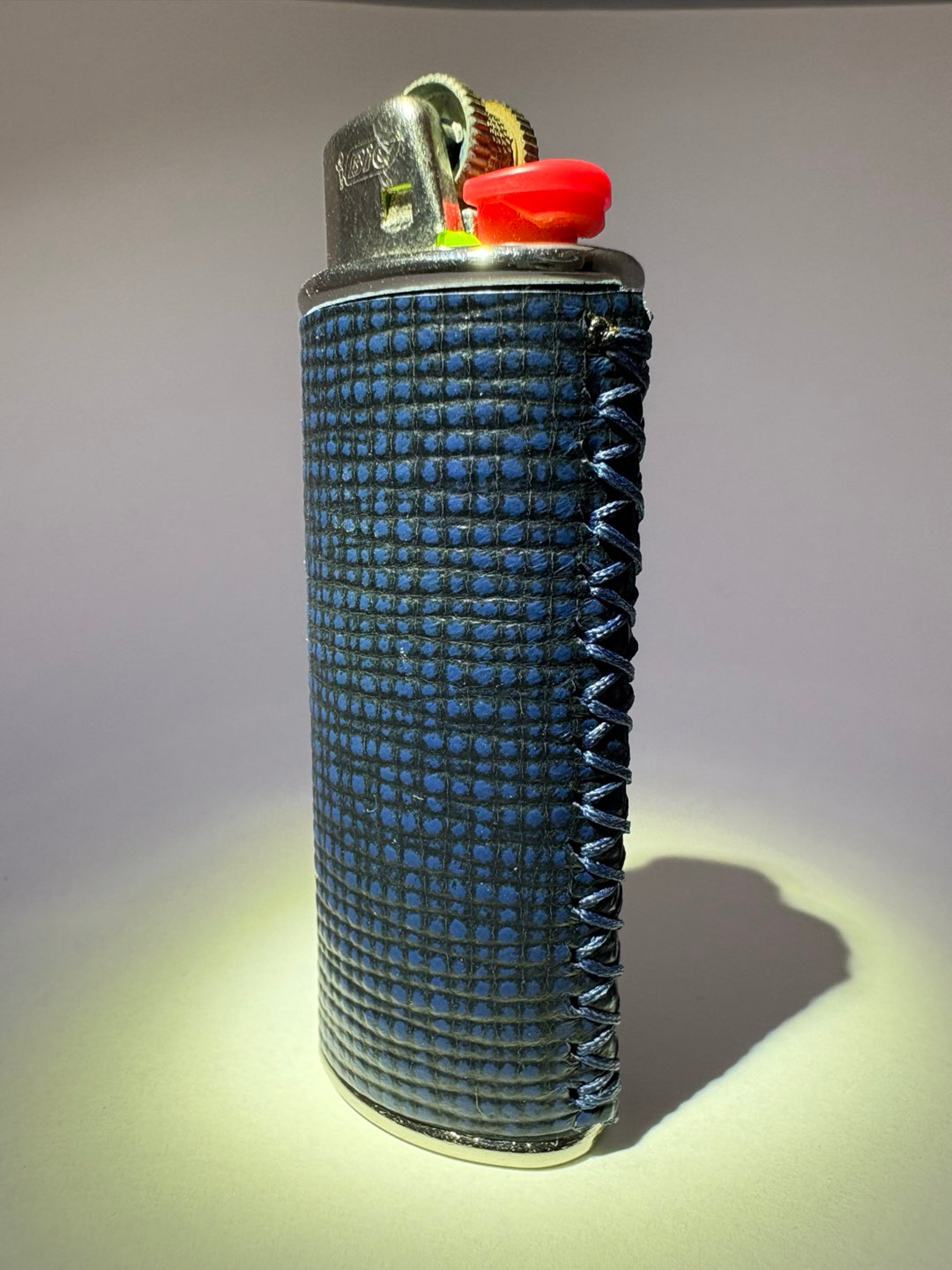 Preview pic of Blue Leather Lighter Sleeve