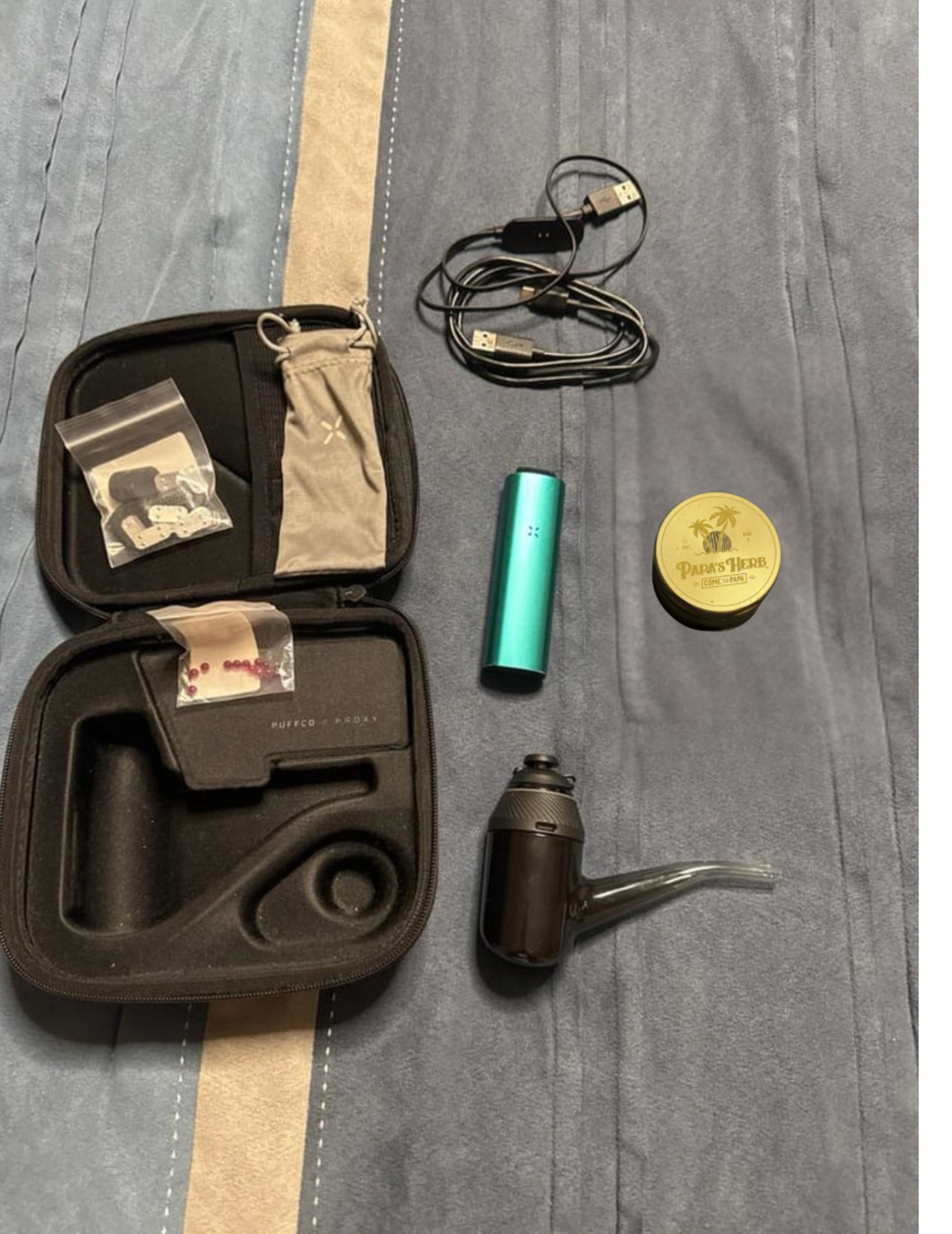 Puffco Proxy and Pax 3 bundle kit with gold grinder and new glass air tight jar included image 0
