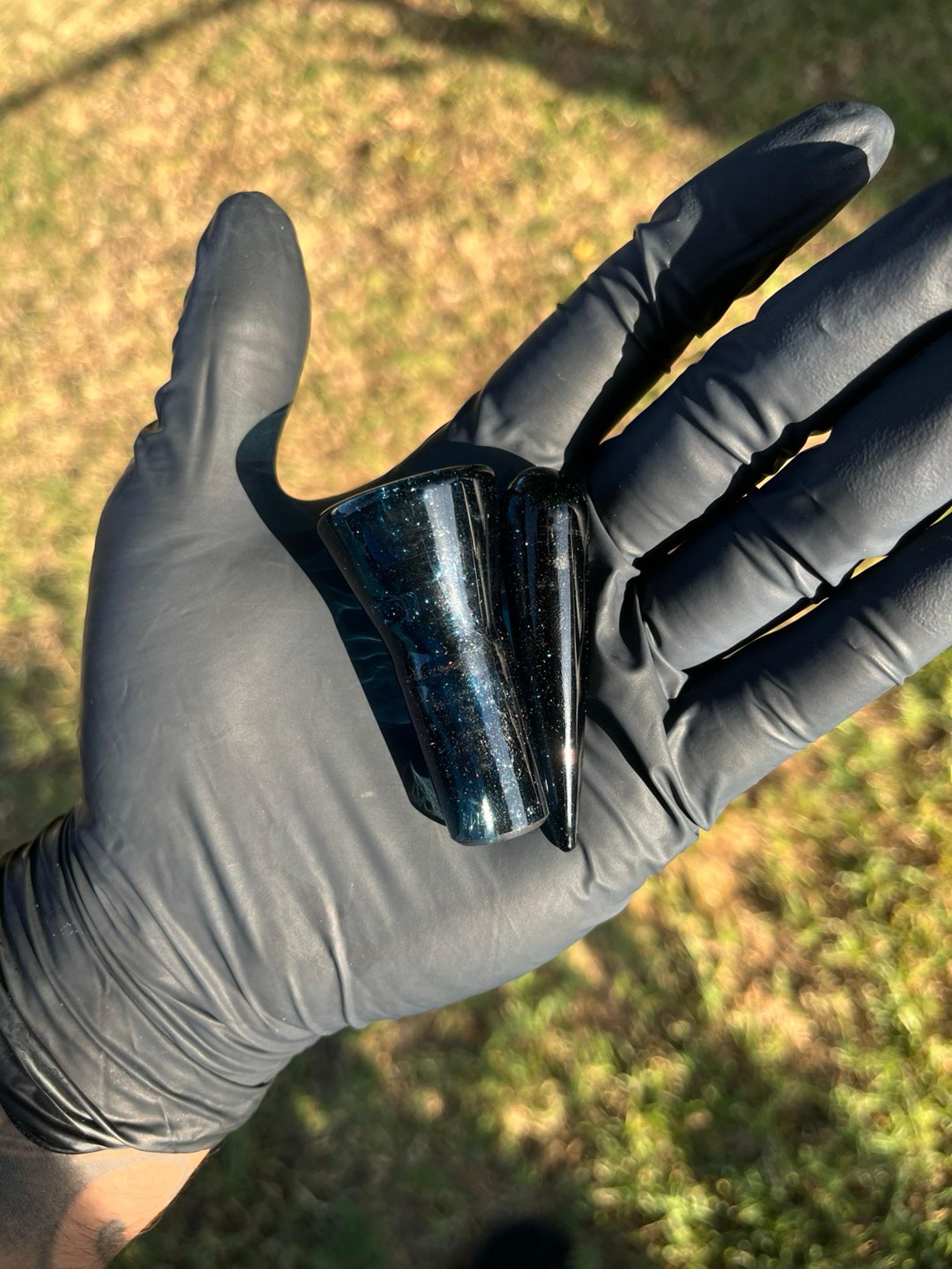 Preview pic of Fully worked blue stardust hornless slide w/ Poker