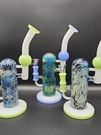 Preview pic of 10.5" DESIGNER GLASS SIDECAR BUBBLER