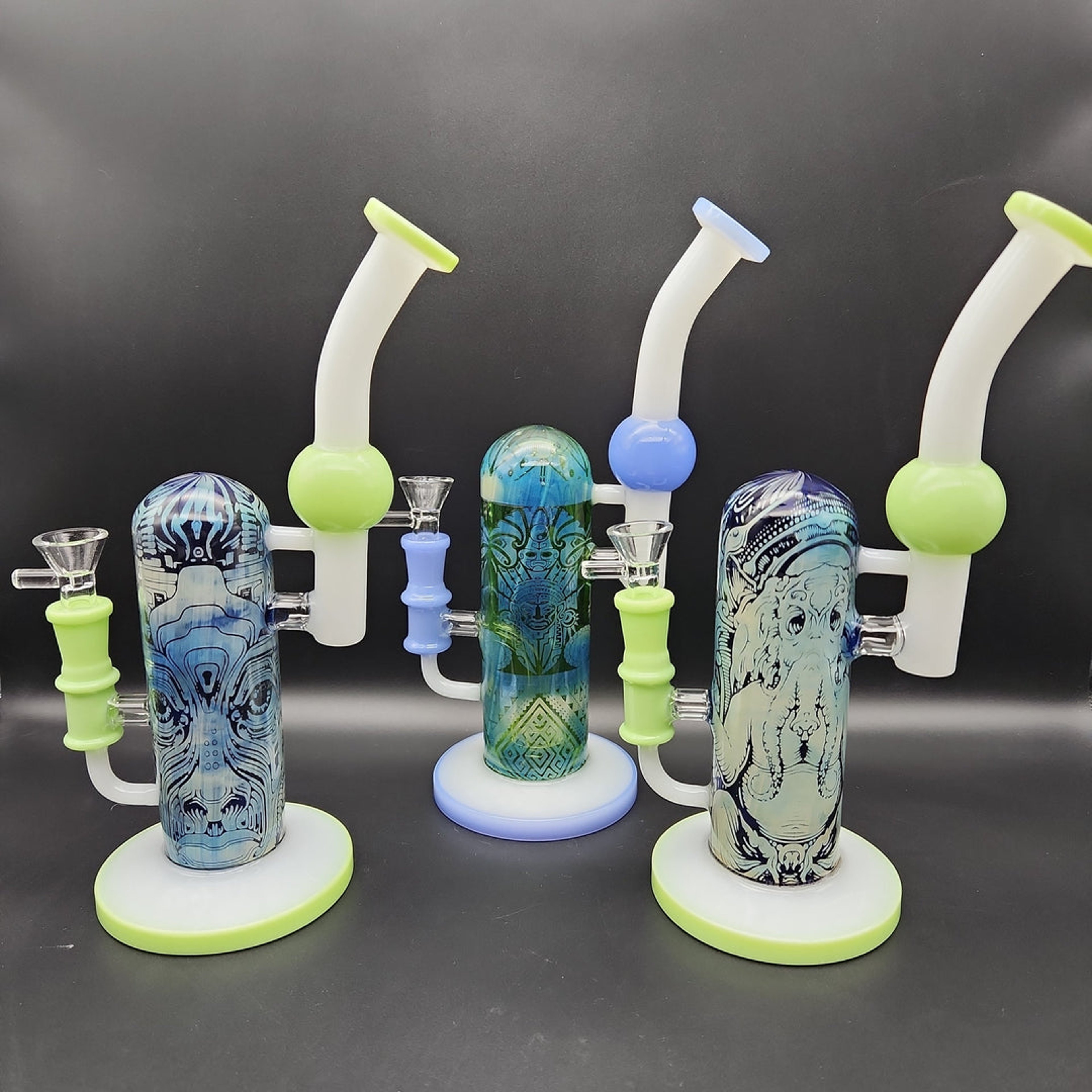 Preview pic of 10.5" DESIGNER GLASS SIDECAR BUBBLER