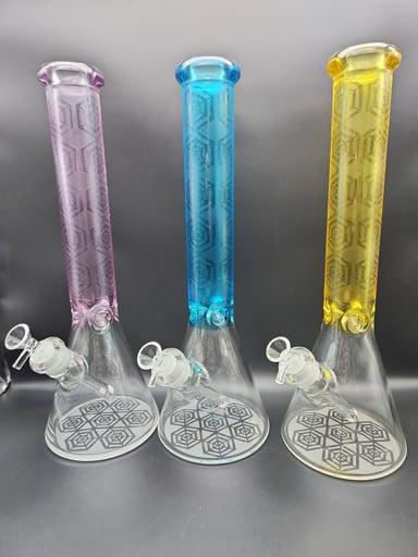 Preview pic of 16" ETCHED COLOR TUBE BEAKER BONGS