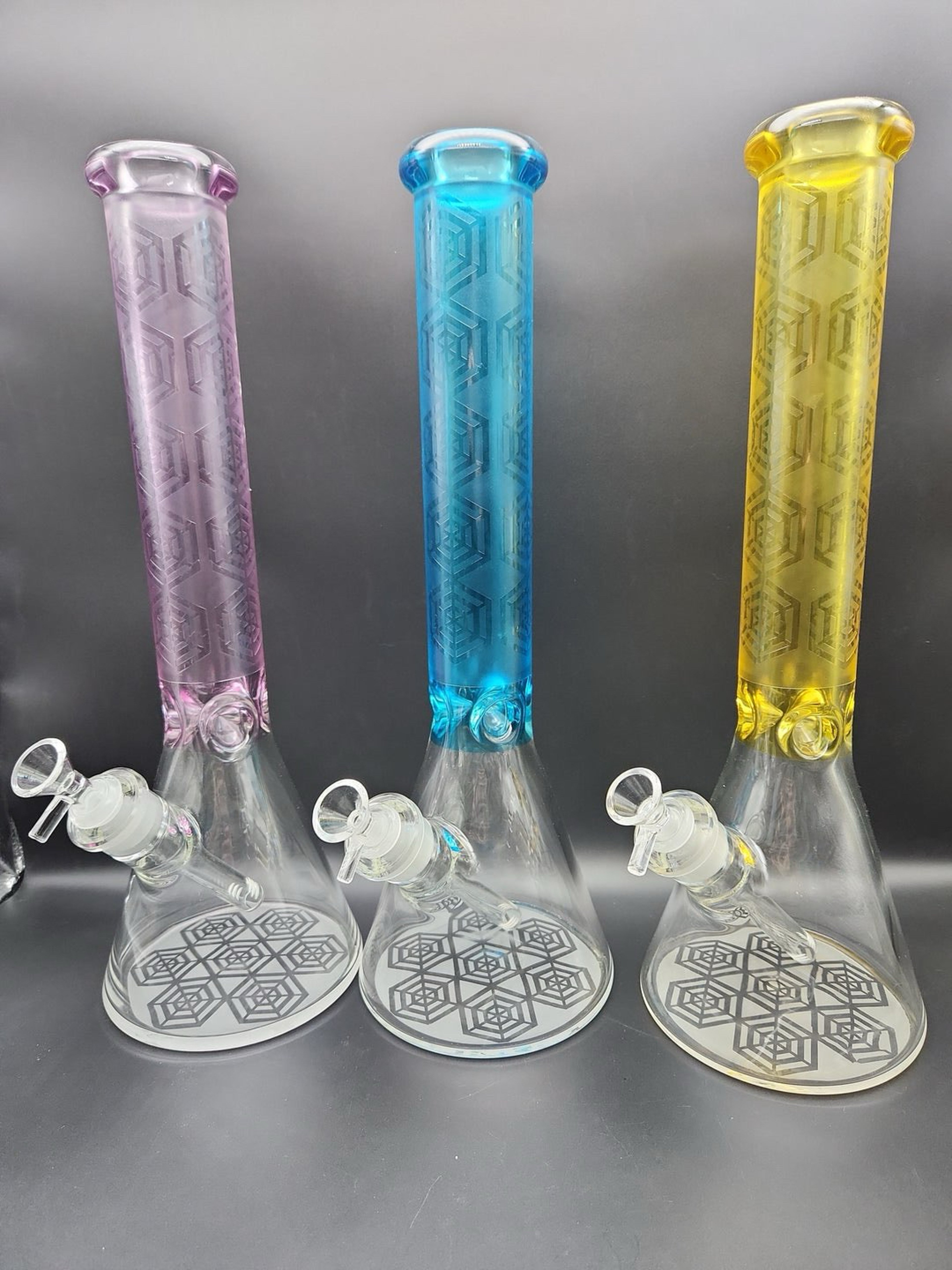 Preview pic of 16" ETCHED COLOR TUBE BEAKER BONGS