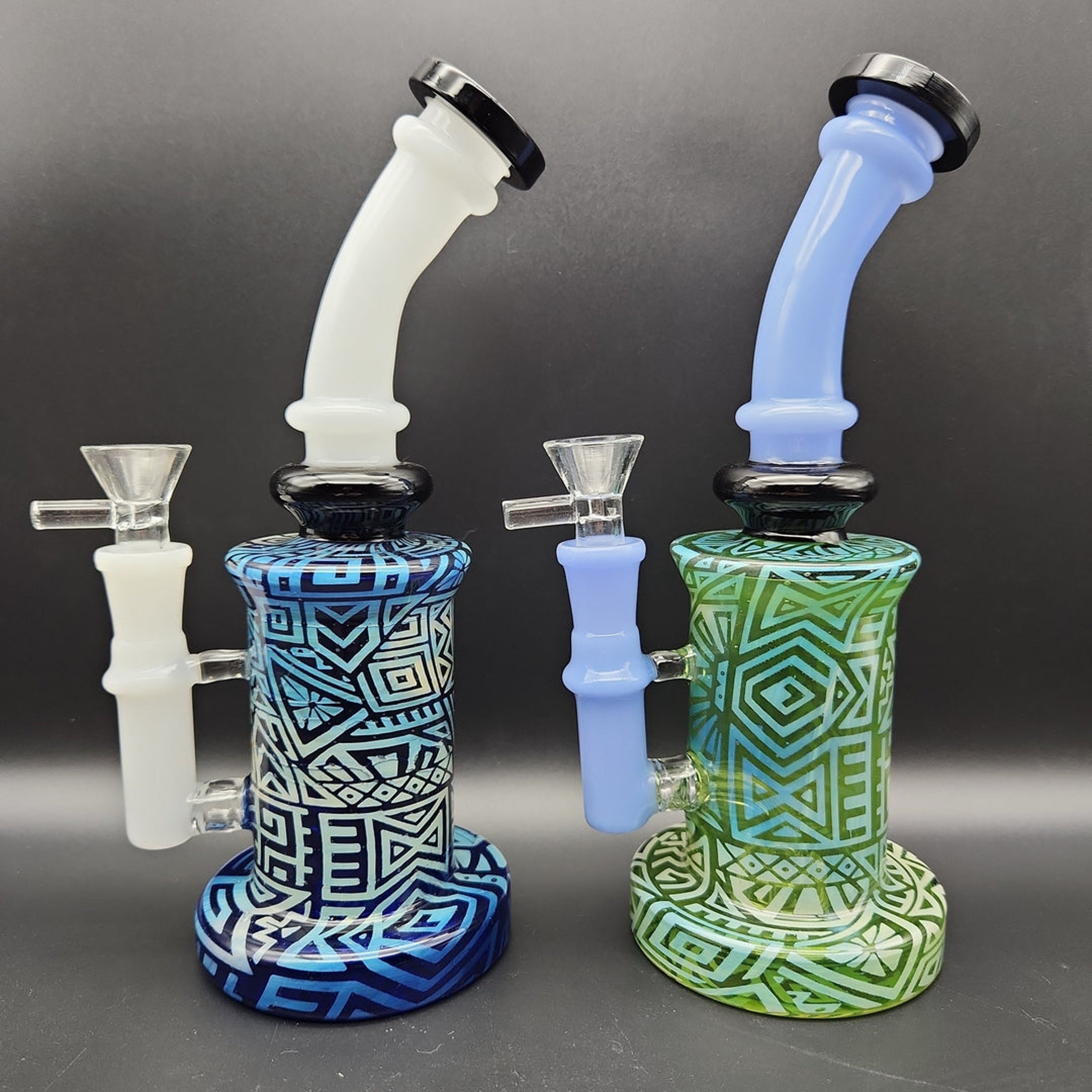 9.5" ETCHED HOLLOWFOOT BUBBLER image 0
