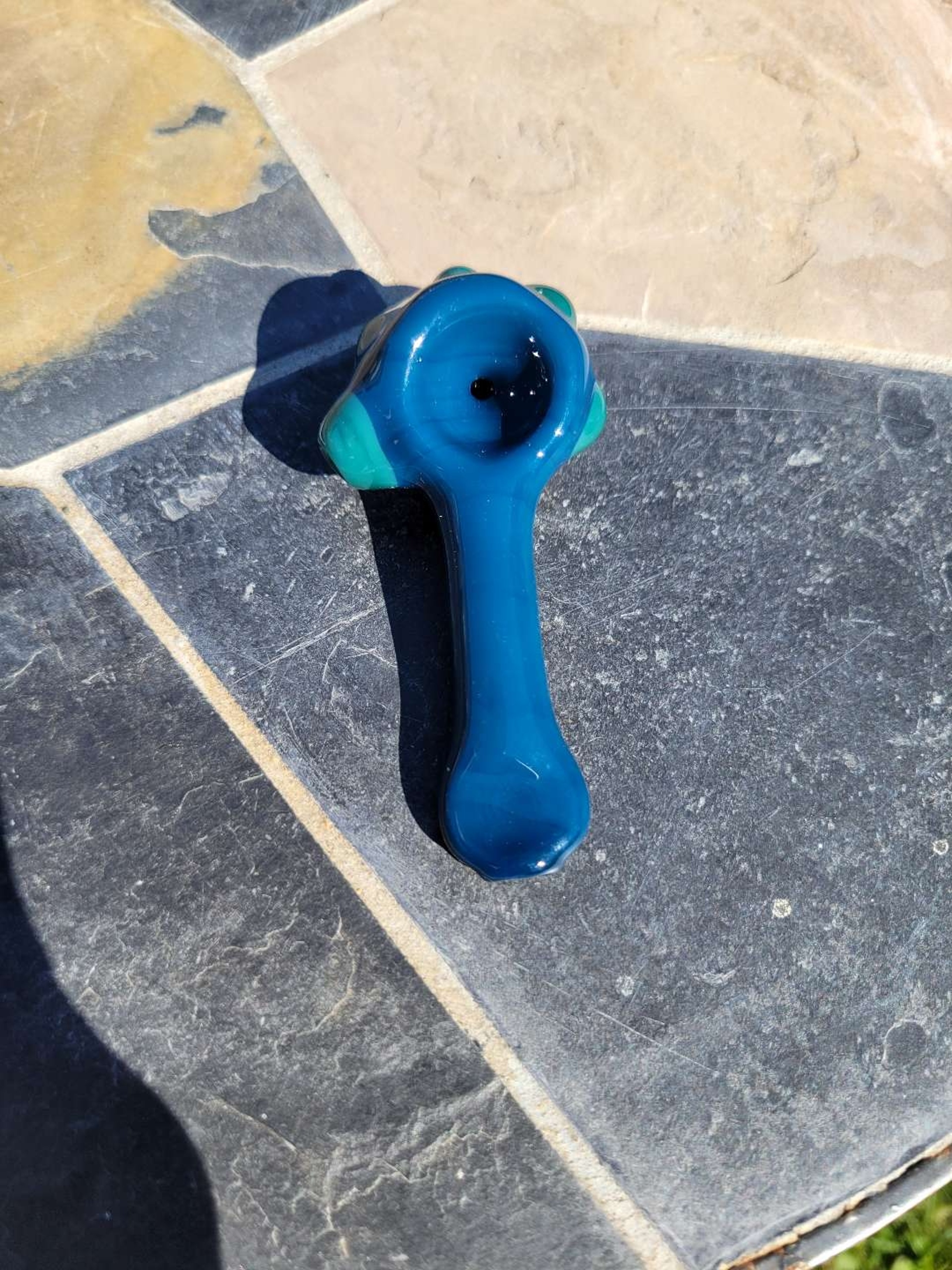 Preview pic of Peacock spoon opaque aqua accents