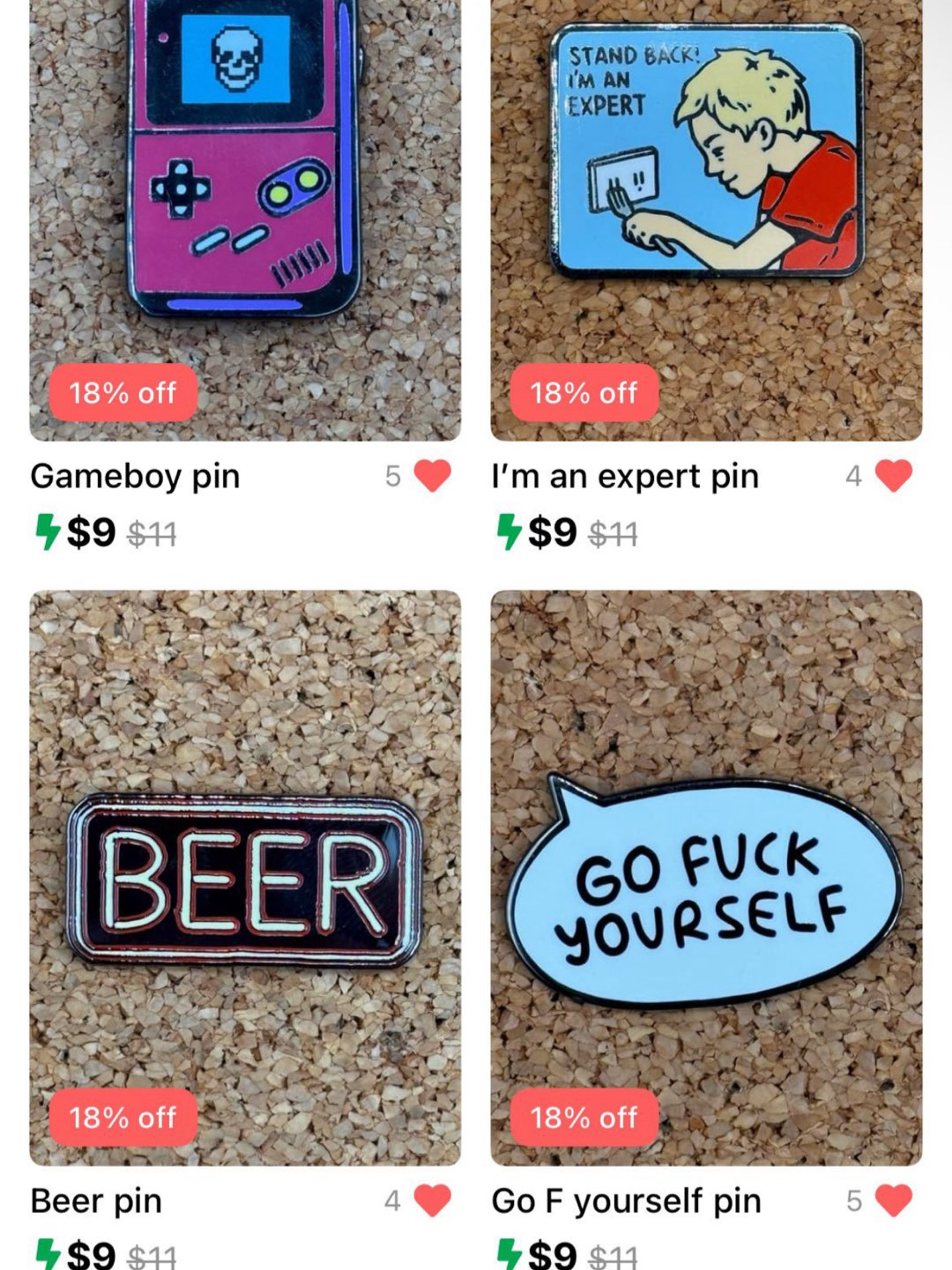 Preview pic of 4 awesome pins pack
