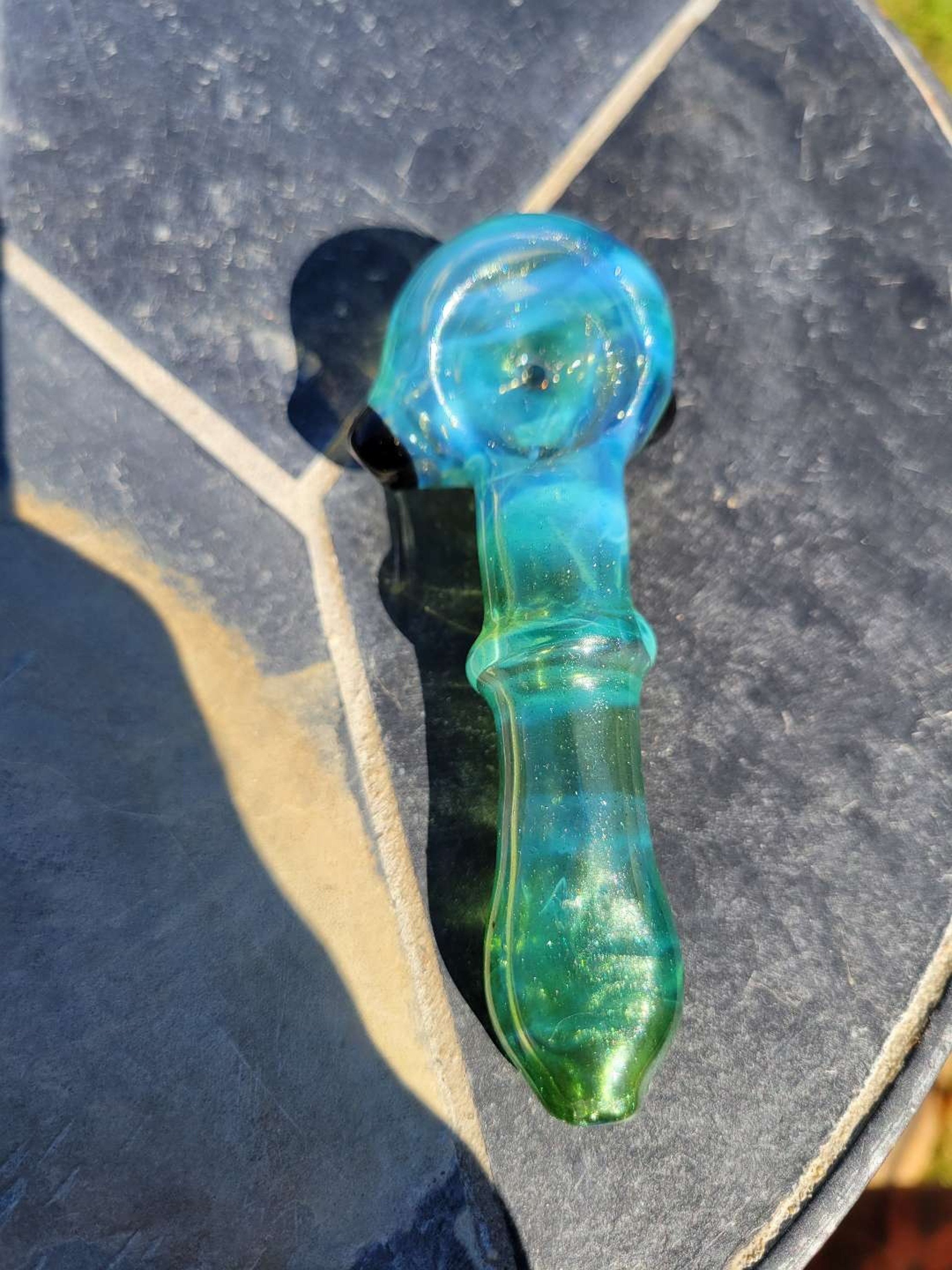 Preview pic of Sparkly green and blue spoon