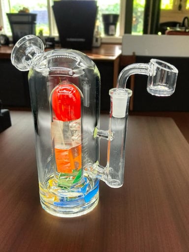 Preview pic of 7.5” Rocket Popsicle Glass Dab Rig with 14mm Quartz Banger – Colorful Hand-Blown Water Pipe
