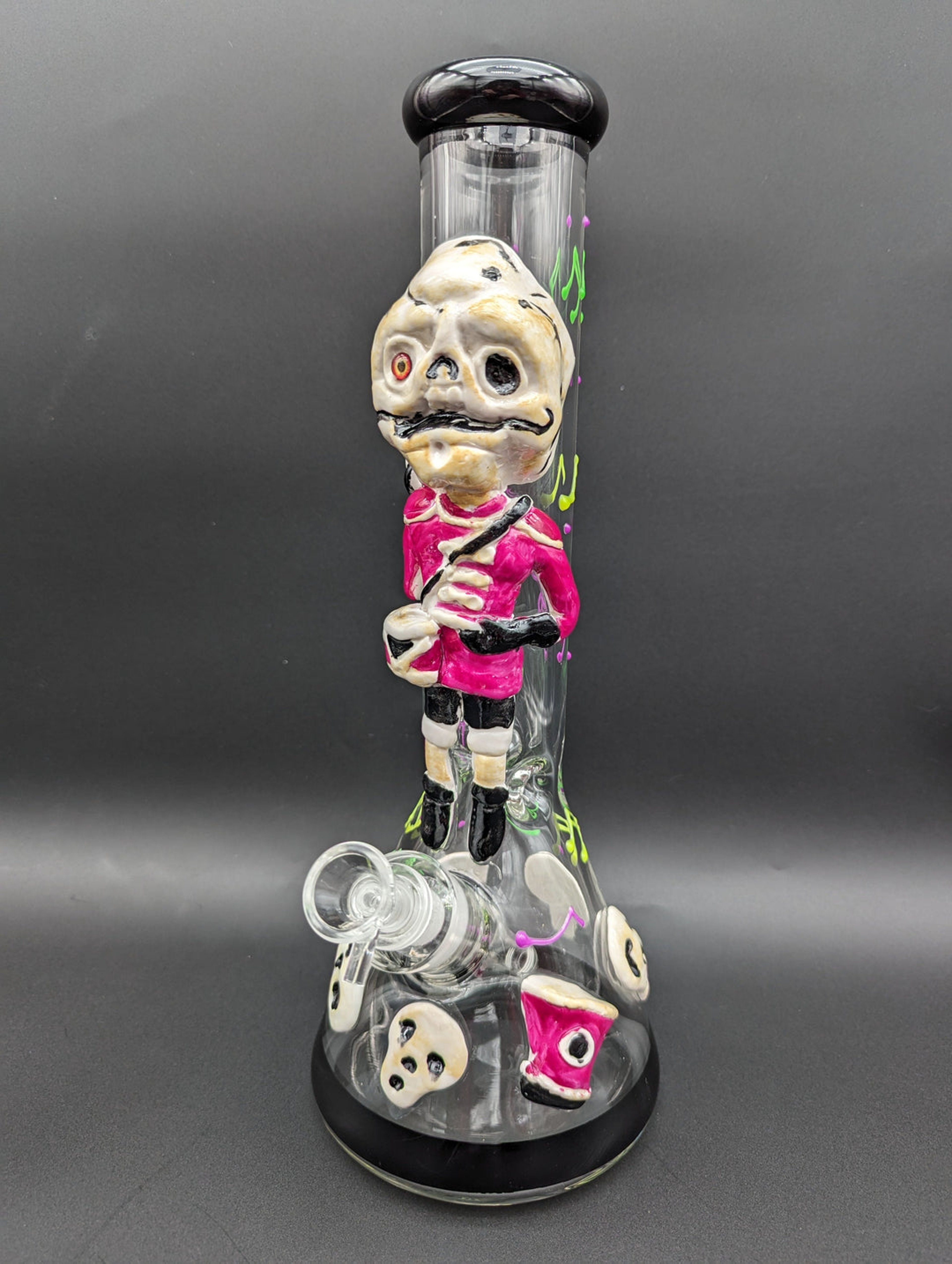 Preview pic of 3D SKELETON MUSICIAN BEAKER BONG 14"