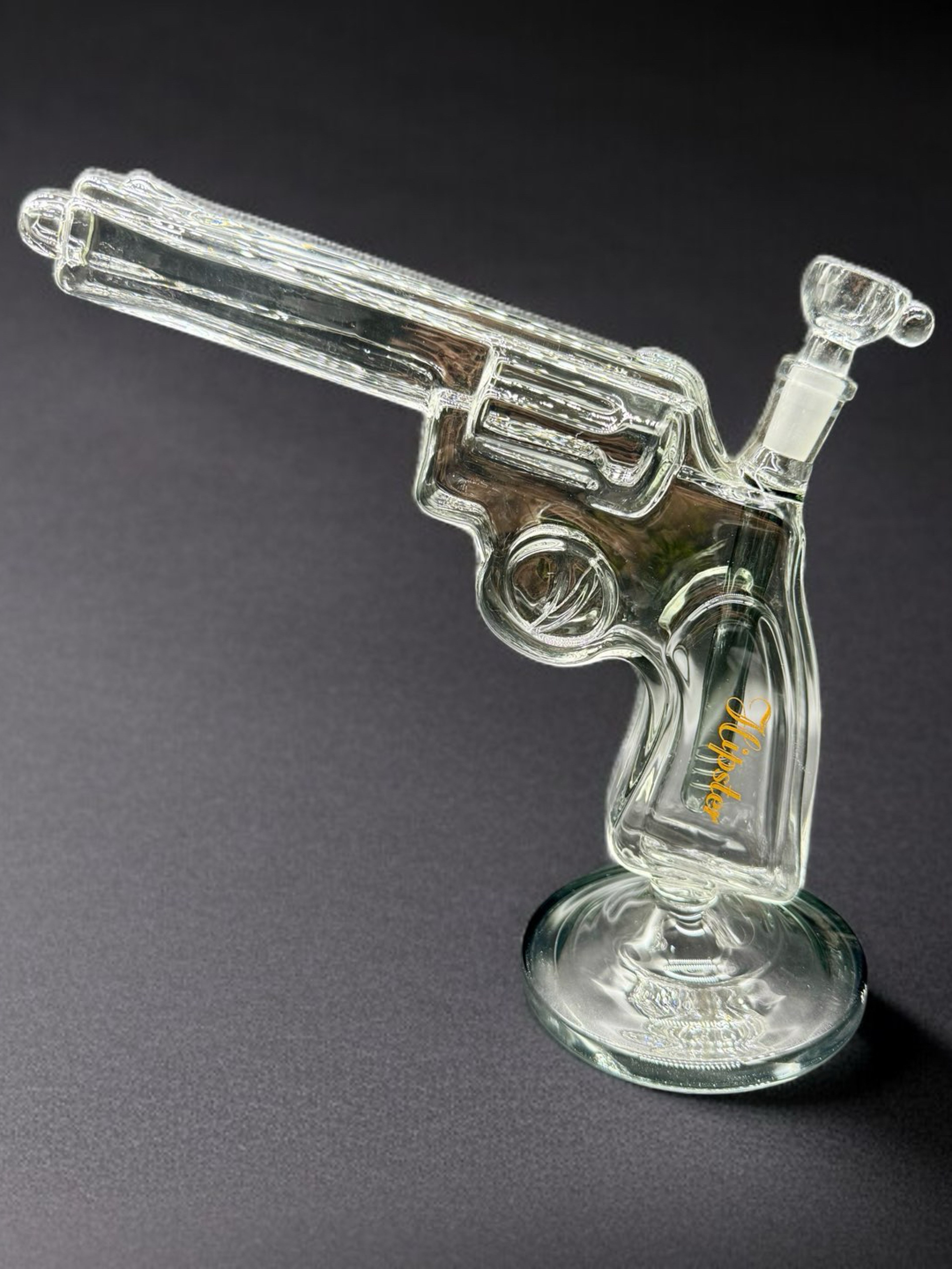 Preview pic of 9.5” Gun-Style Water Pipe – Black Base | Model GS029 | 14mm Removable Bowl | Borosilicate Glass