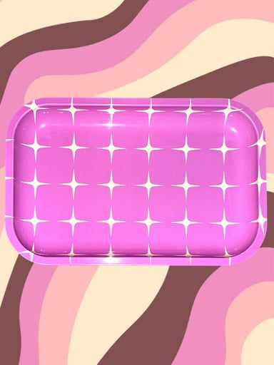 Preview pic of Hot Pink 11” x 7” Rolling Tray with Star Pattern