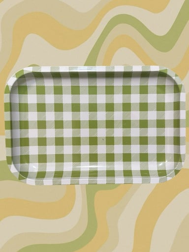 Preview pic of Olive Green 🫒 11” x 7” Checkered Metal Rolling Tray