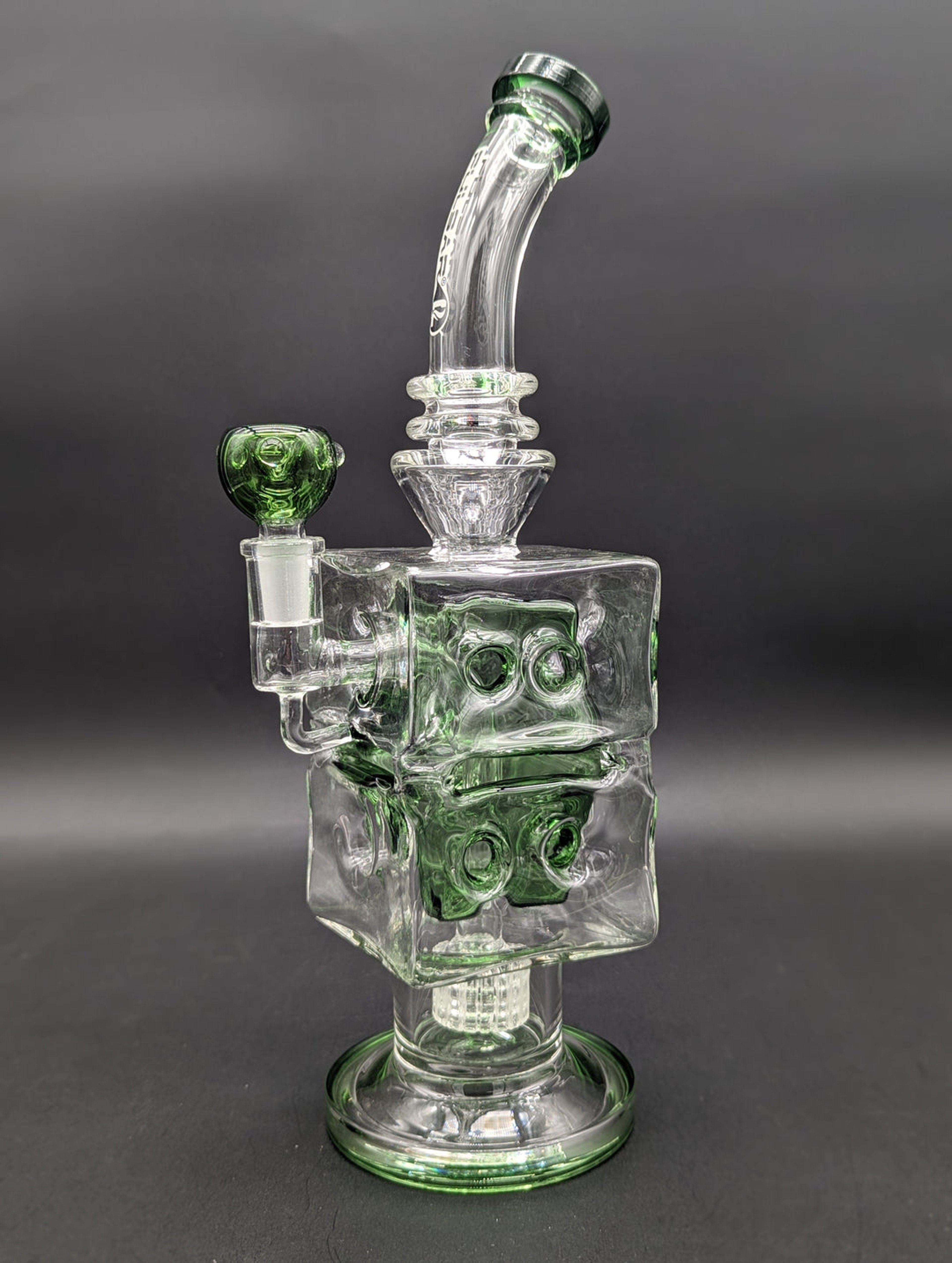 Preview pic of PULSAR DOUBLE SWISS PERC BLOCKS GLASS MATRIX BONG | 12.5"A