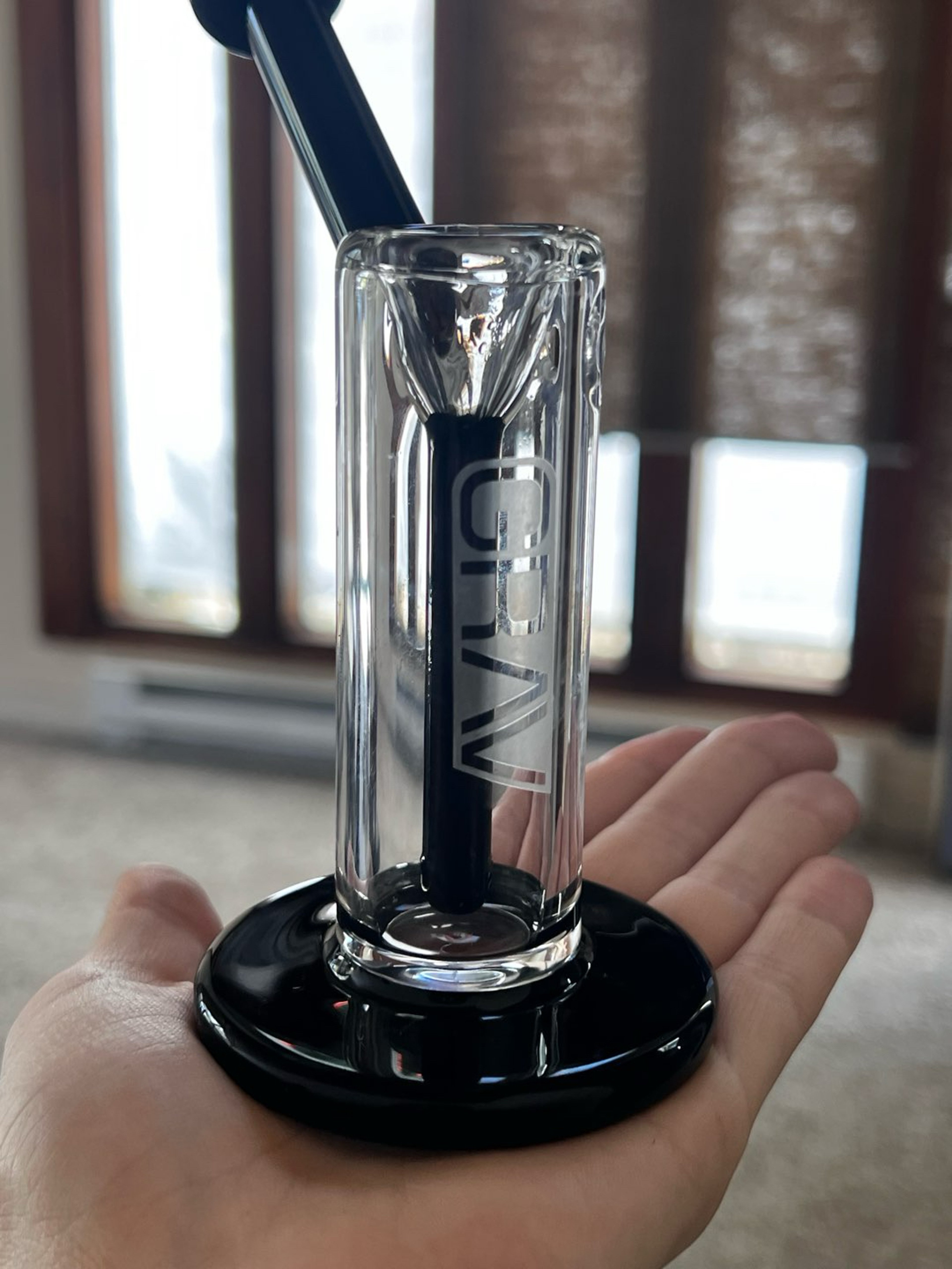 Preview pic of GRAV® Labs Clear Glass Bubbler with Black Accents