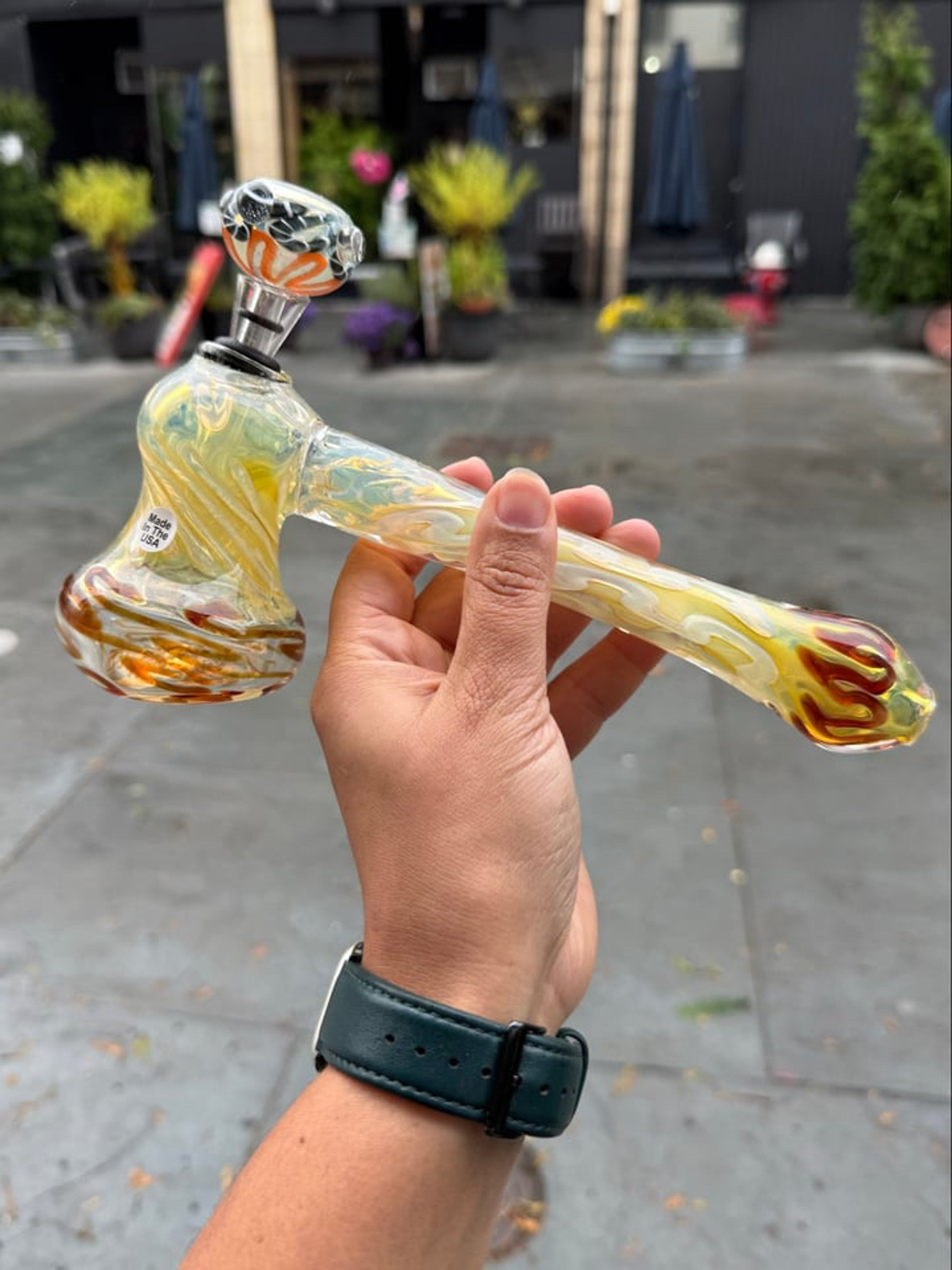 Preview pic of 9” old School Thick Fume Hammer Bubbler with 9mm Pullout Slide
