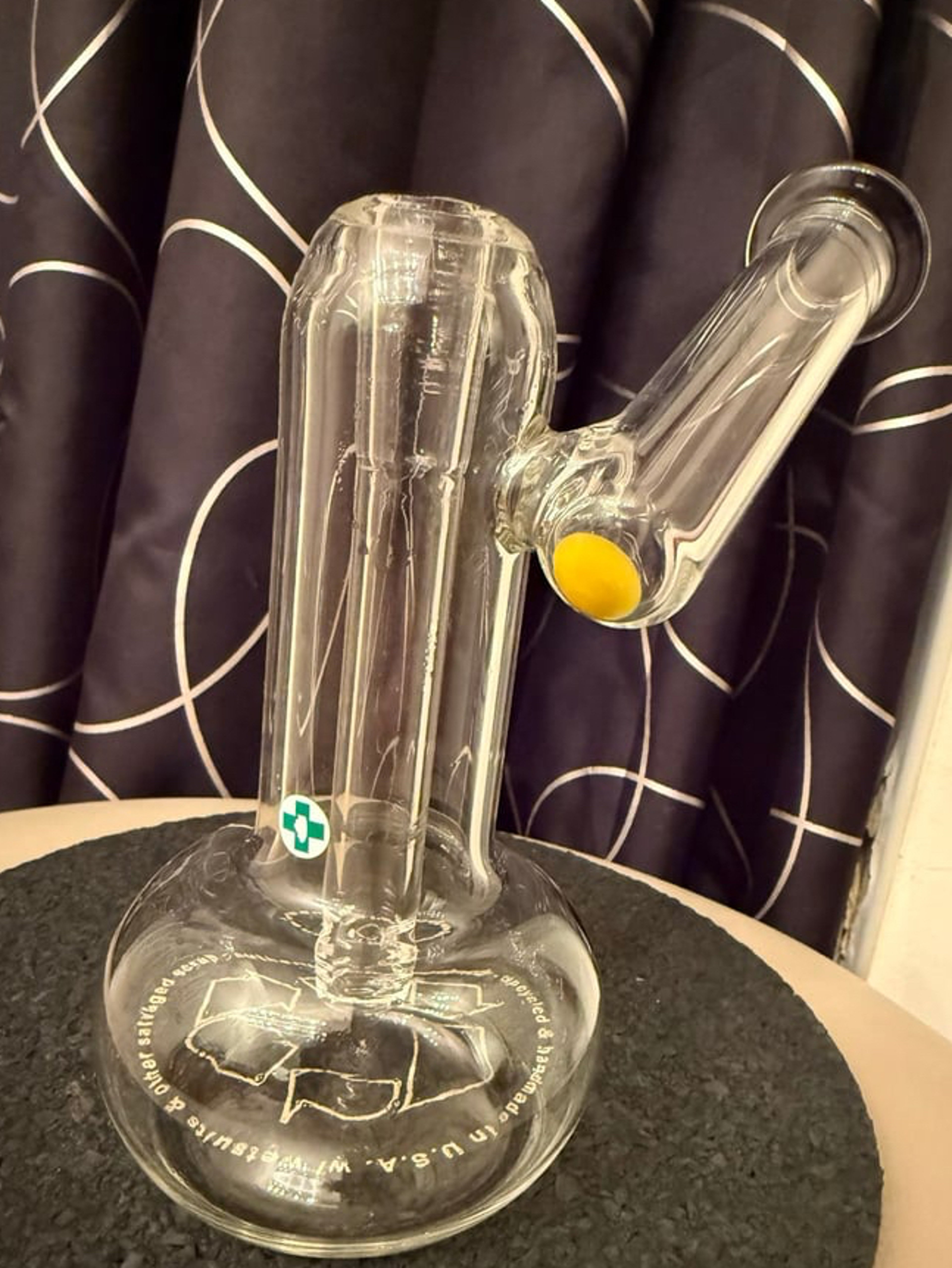 Preview pic of 14mm Sidecar Bubbler Rig Downstem- Yellow USA MADE CannaDevices