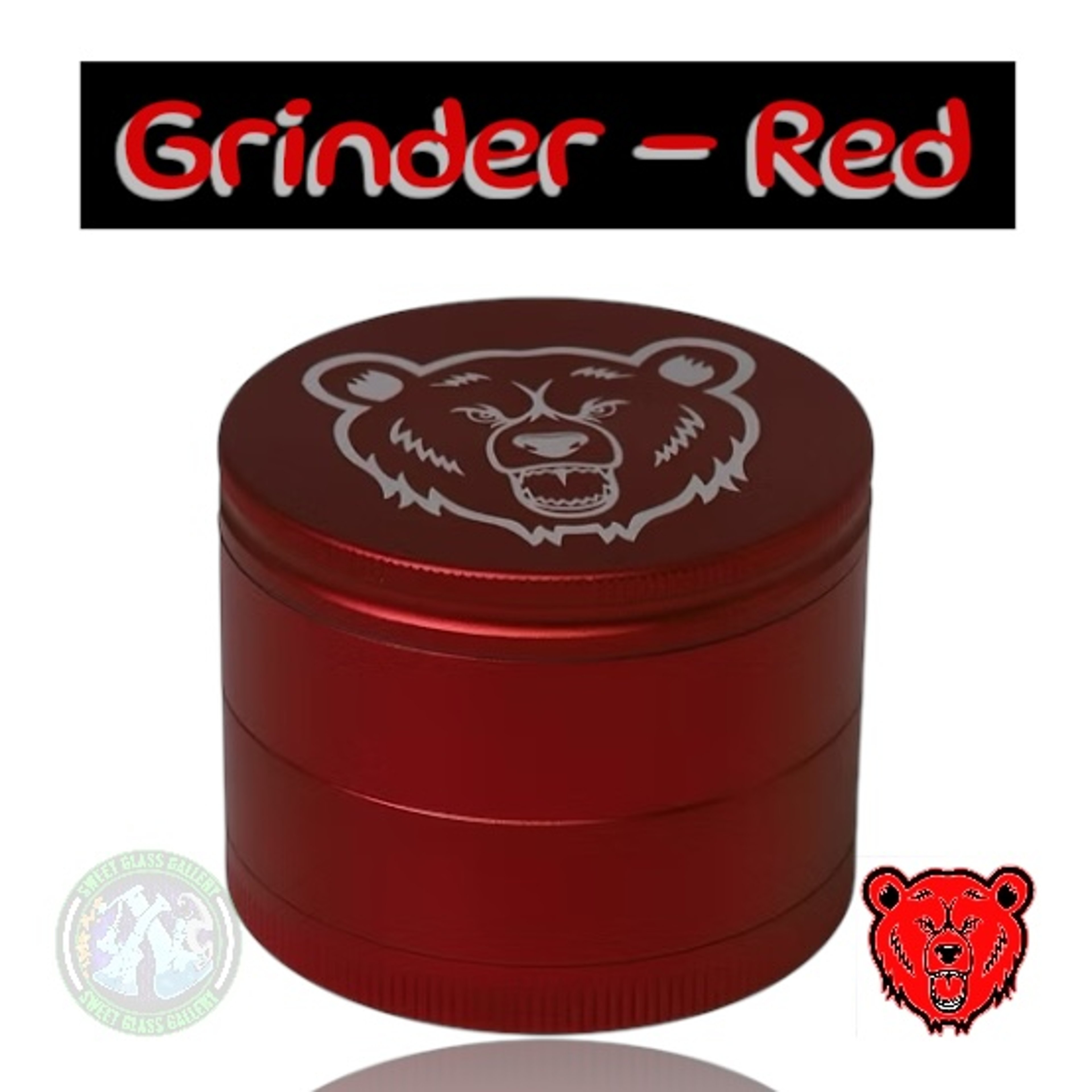 Bear Quartz - Aluminum 4pc Grinder 60mm - Red image 0