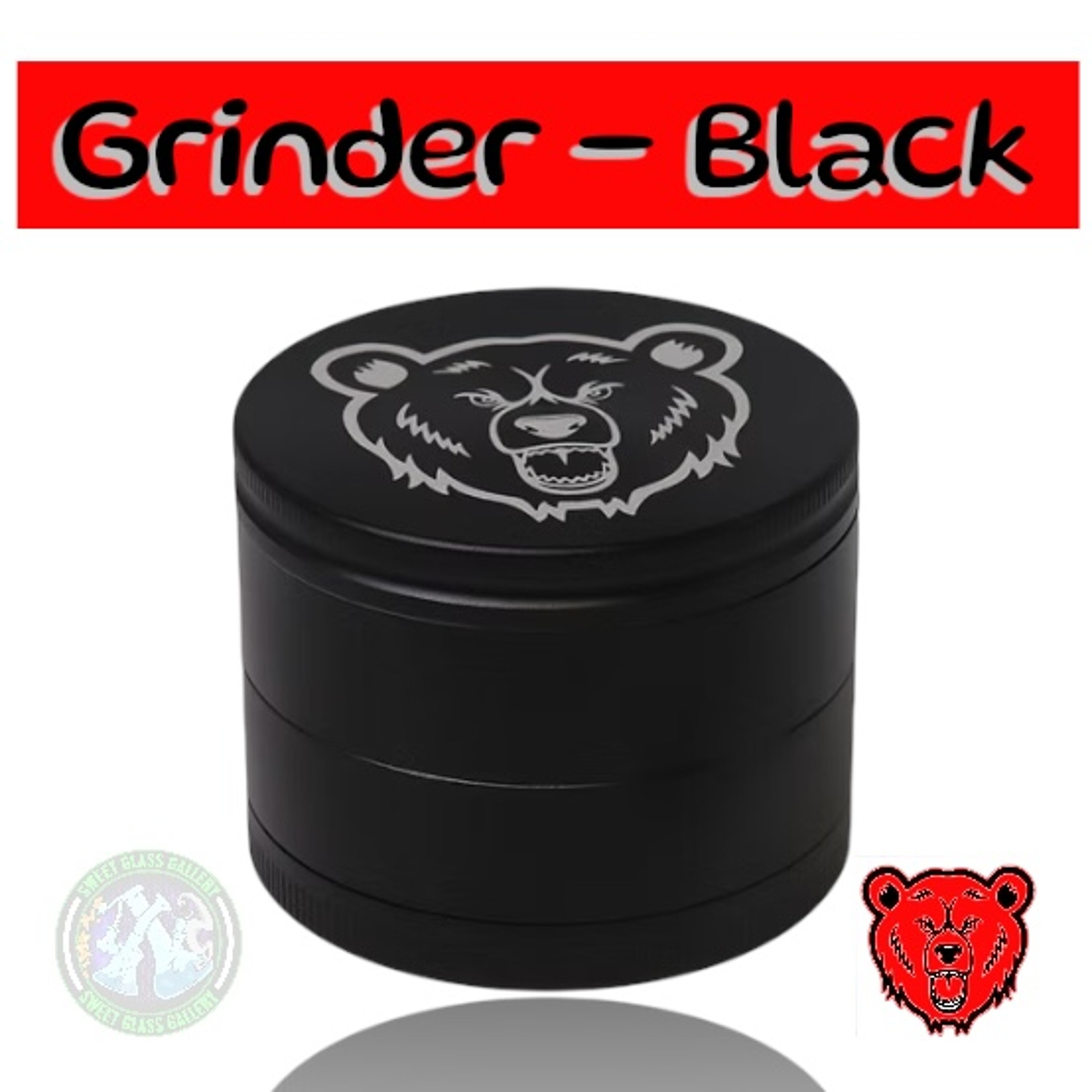 Bear Quartz - Aluminum 4pc Grinder 60mm - Black image 0