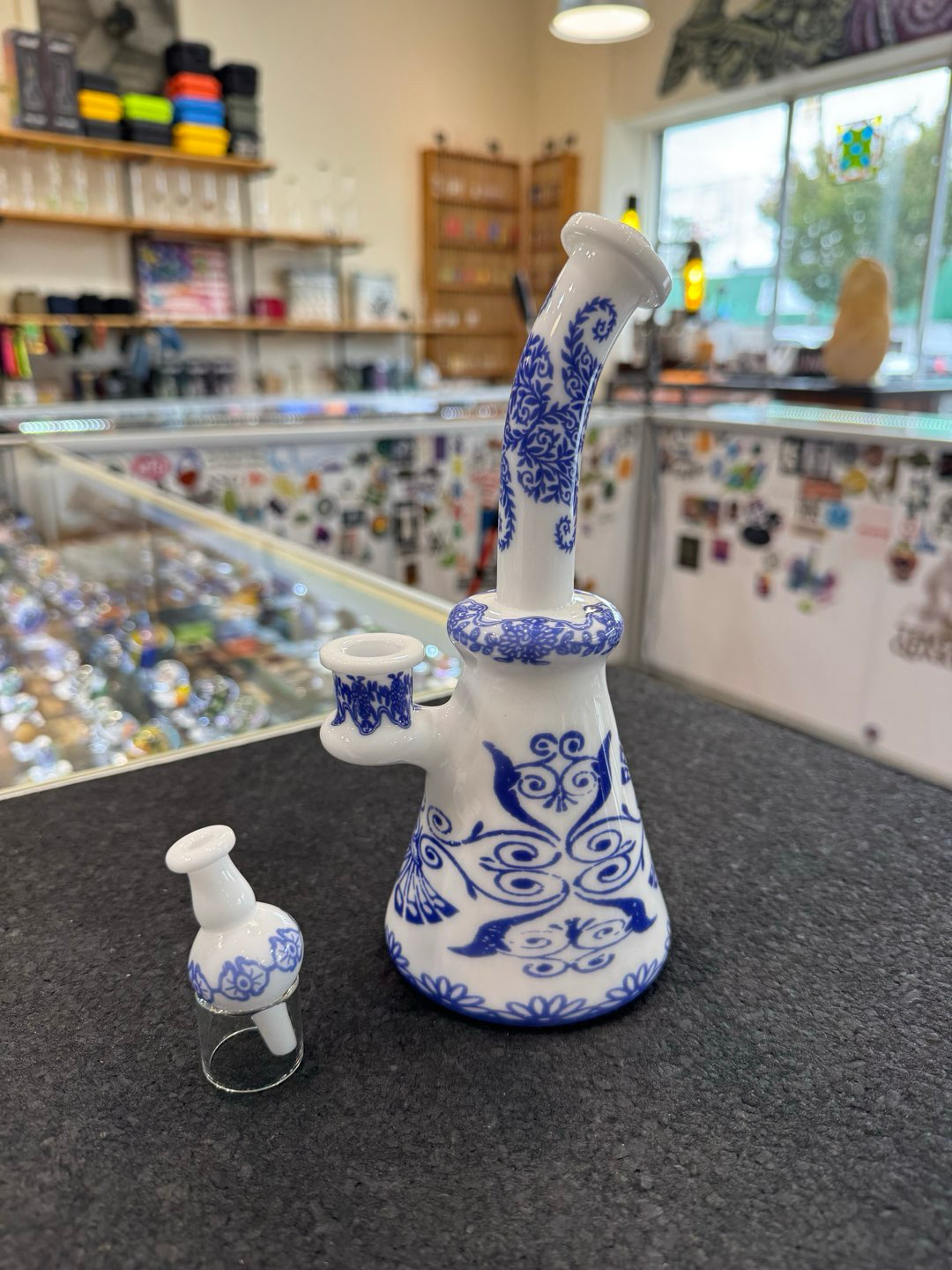 Preview pic of Kurt B 2024 14mm Bent Neck Chinoiserie Paisley Rig & Cap
