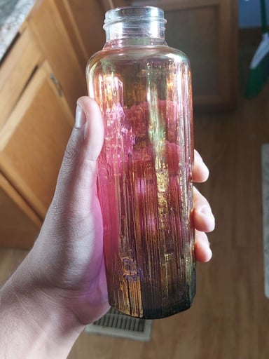 Preview pic of Digger Glass Tourmaline Water Bottle, with protective sleeve