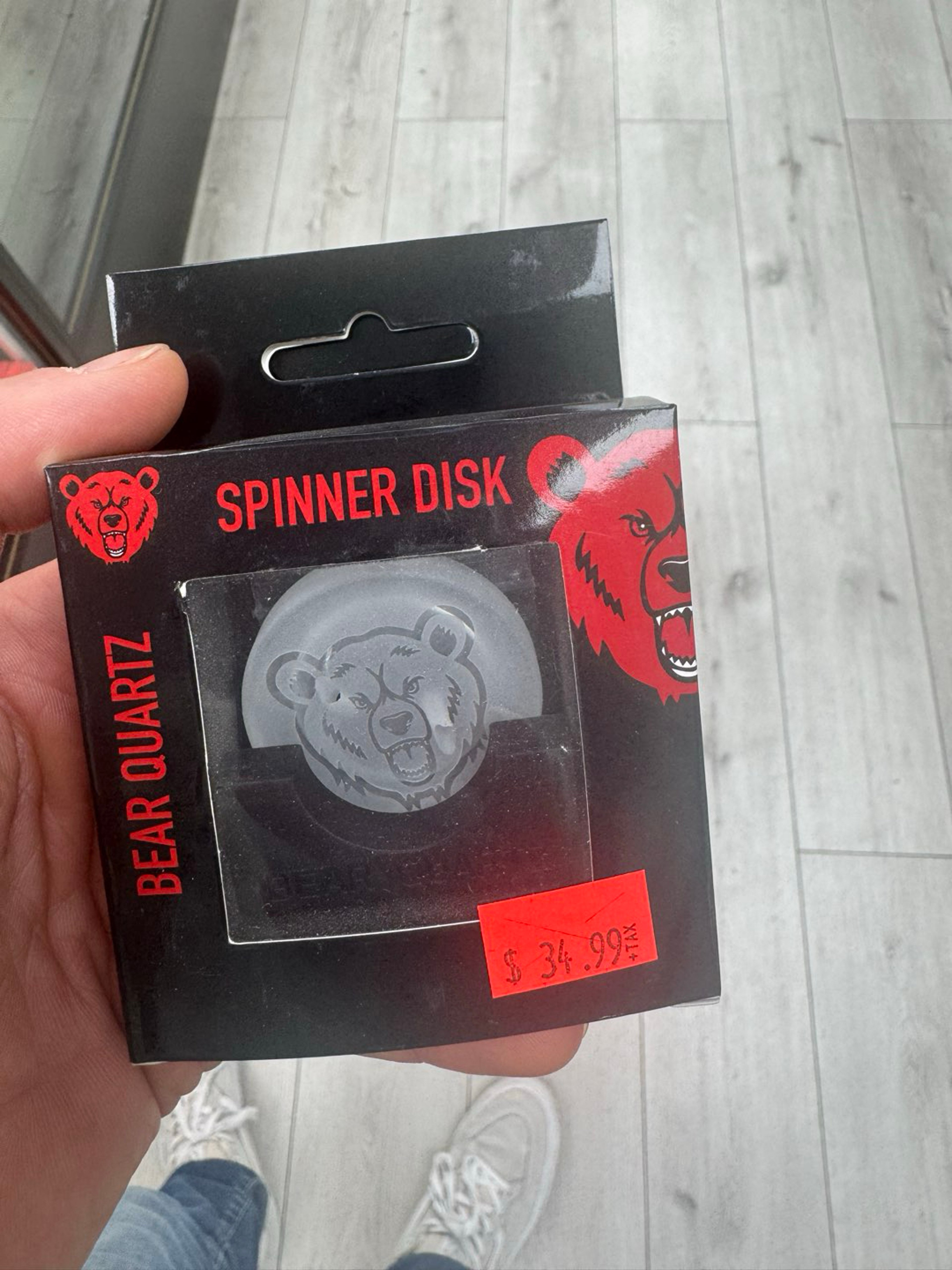 Preview pic of Bear quartz spinner disk v2 clear with 2 pearls and stand set